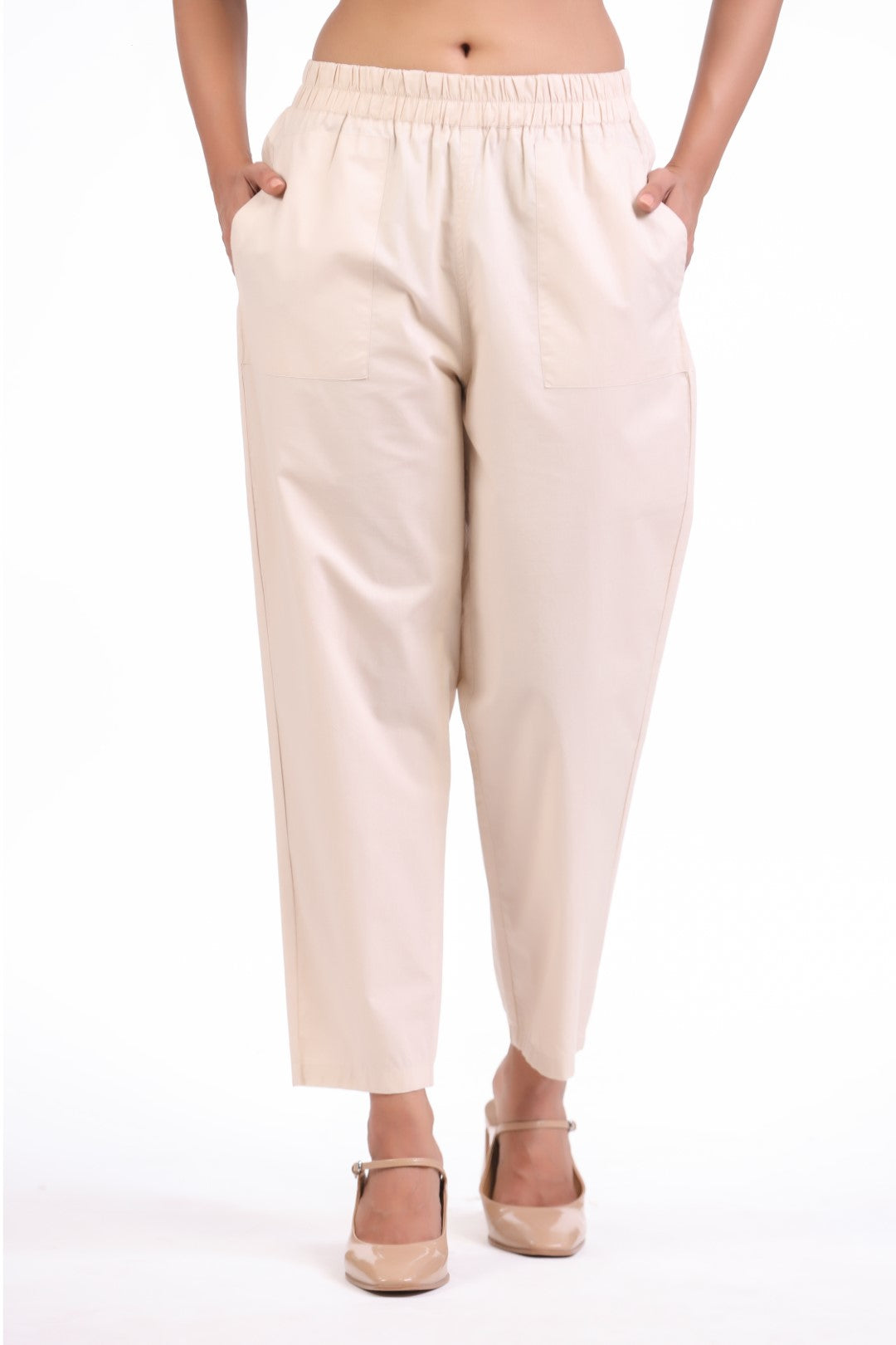 Women’s Off White Cotton Trouser