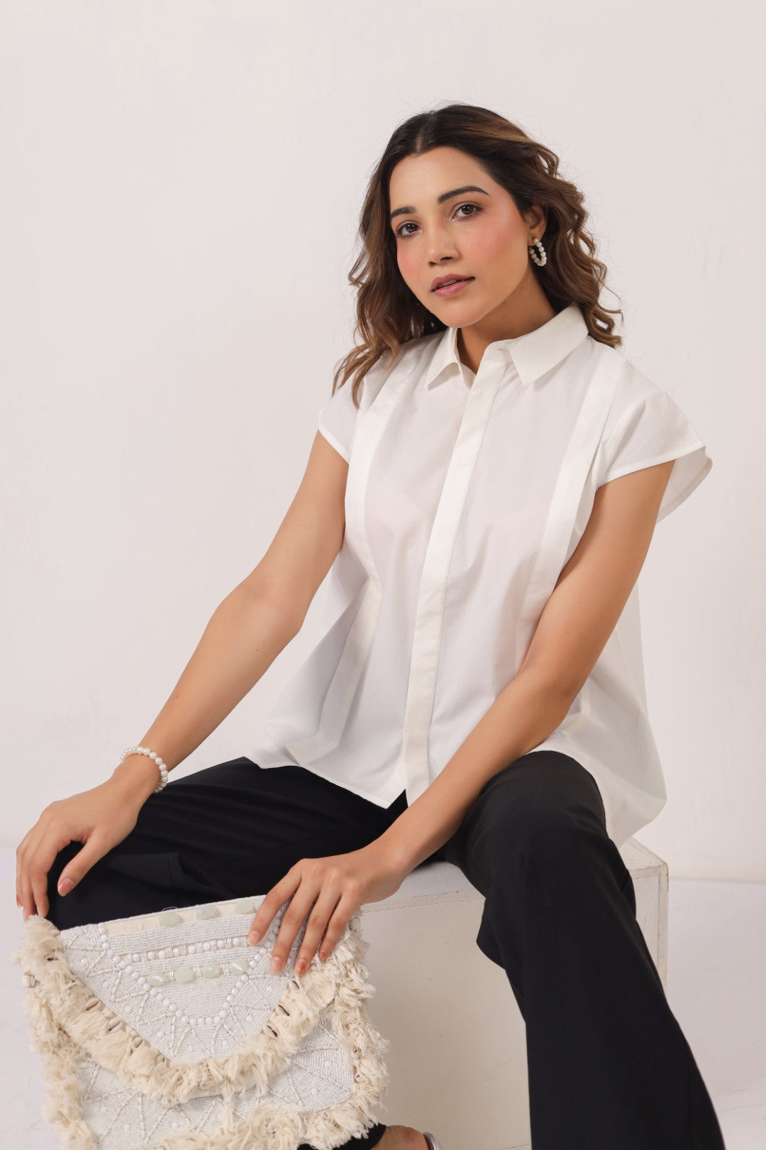 Women’s White Cotton Poplin Top