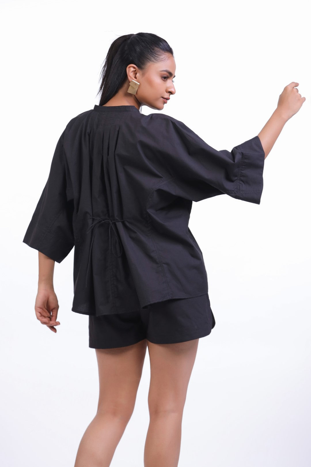 Women’s Black Solid Cotton Poplin Top