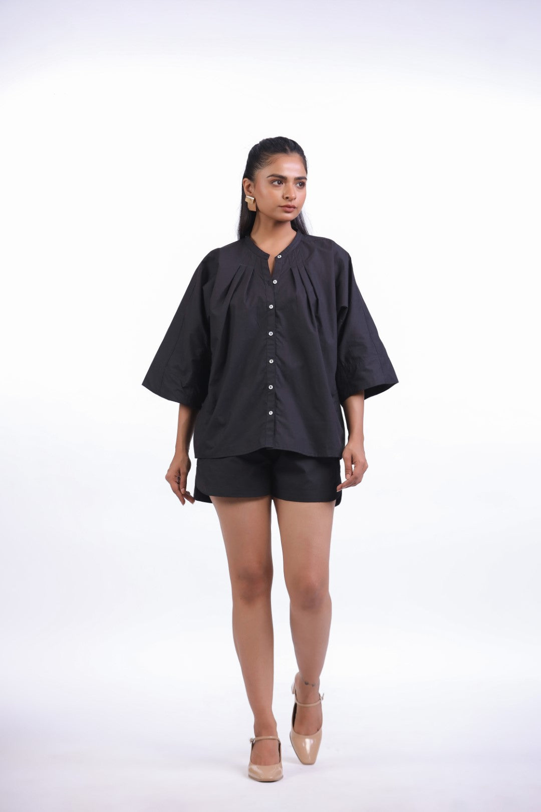 Women’s Black Solid Cotton Poplin Co-Ord Set