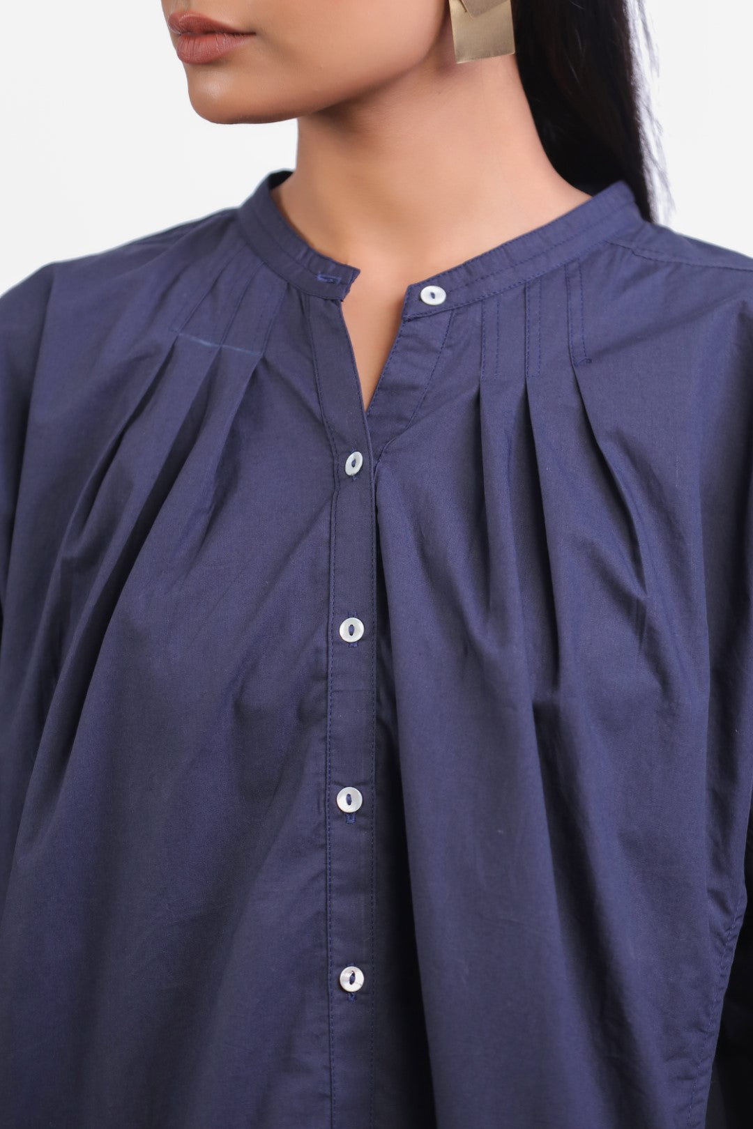Women’s Navy Solid Cotton Poplin Co-Ord Set