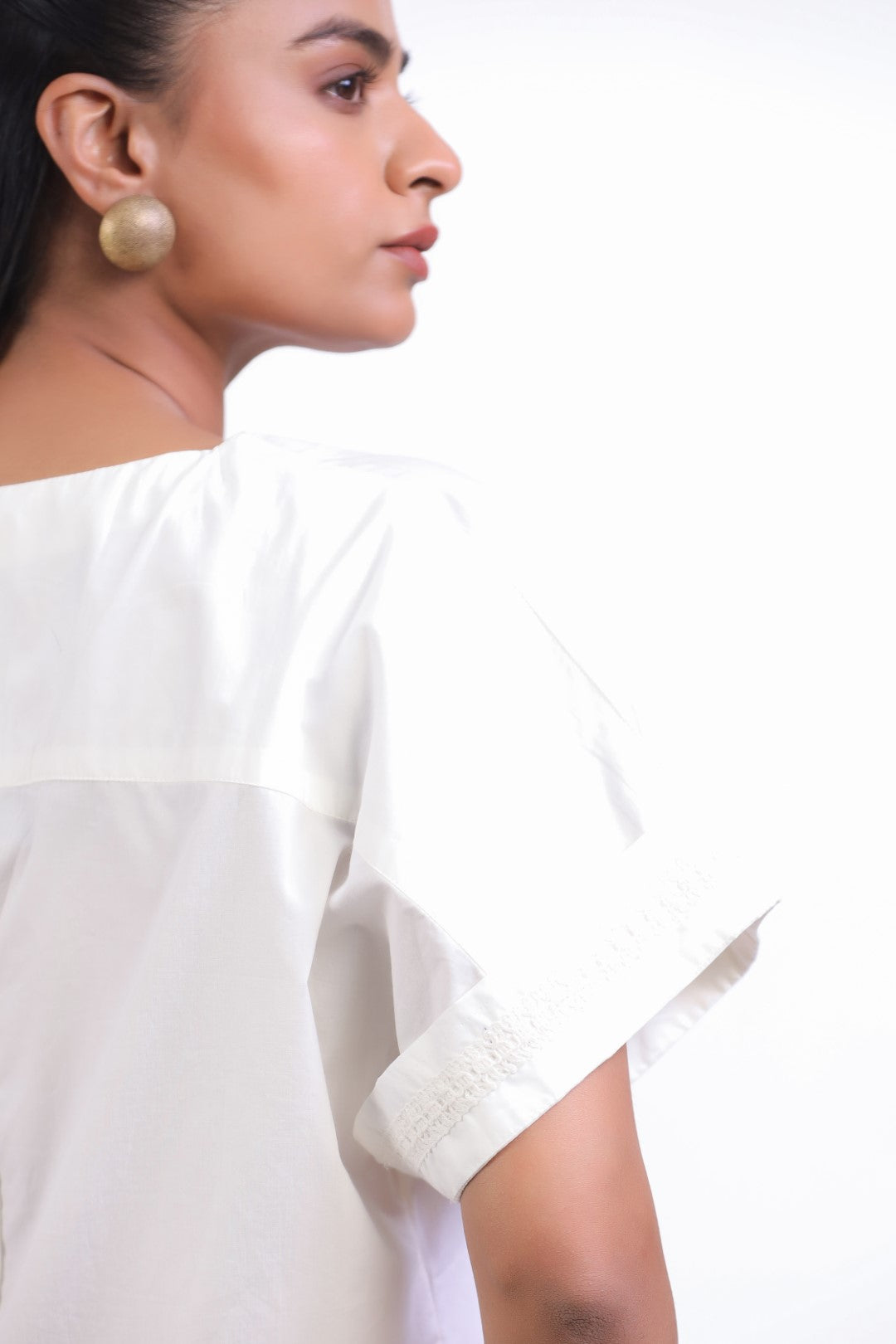Women White Cotton Top With Yellow Shorts (Co-ord)