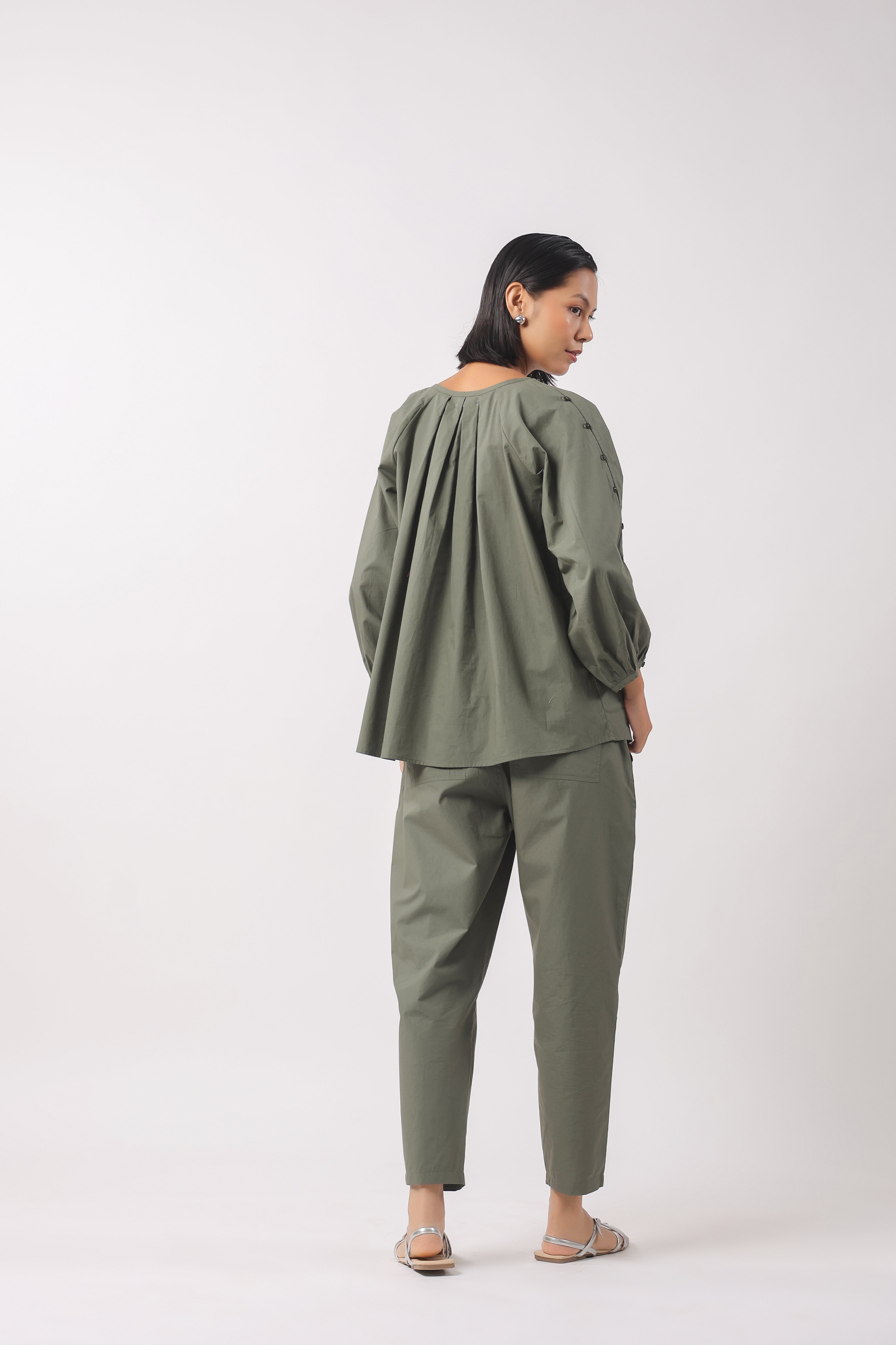 Women’s Green Cotton Top with Green Pants Co-Ord Set