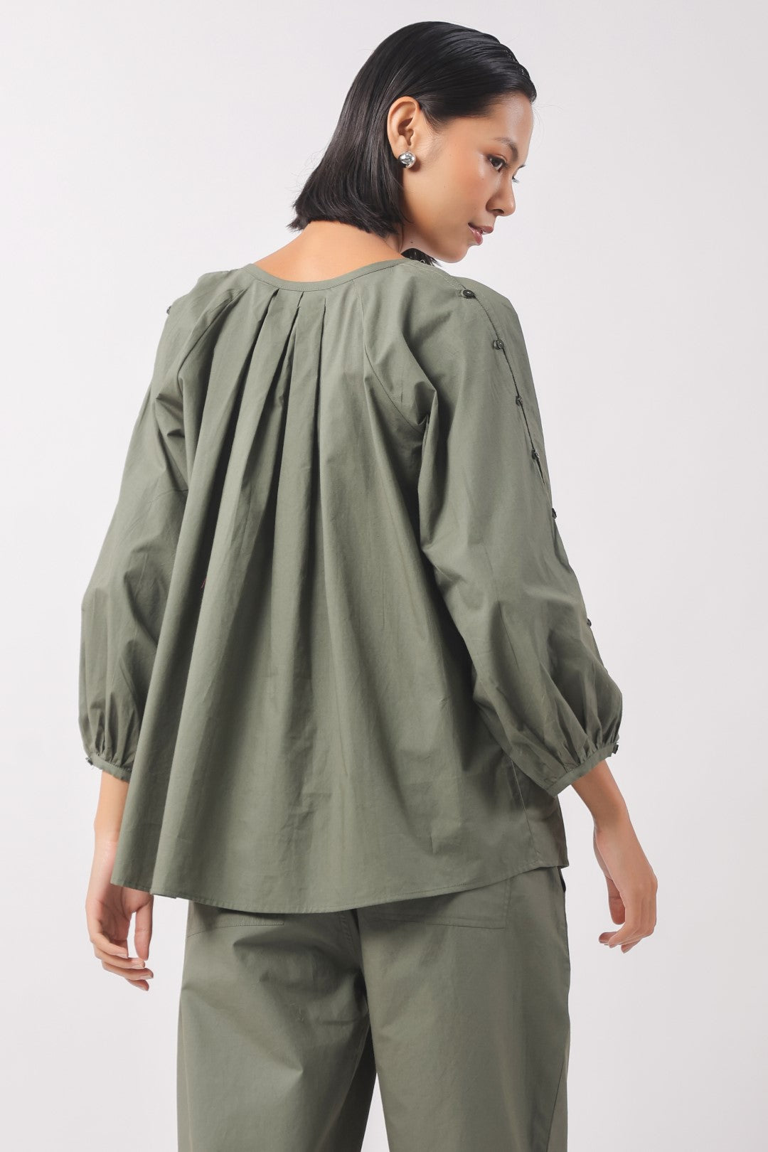 Women’s Navy Cotton Poplin Top