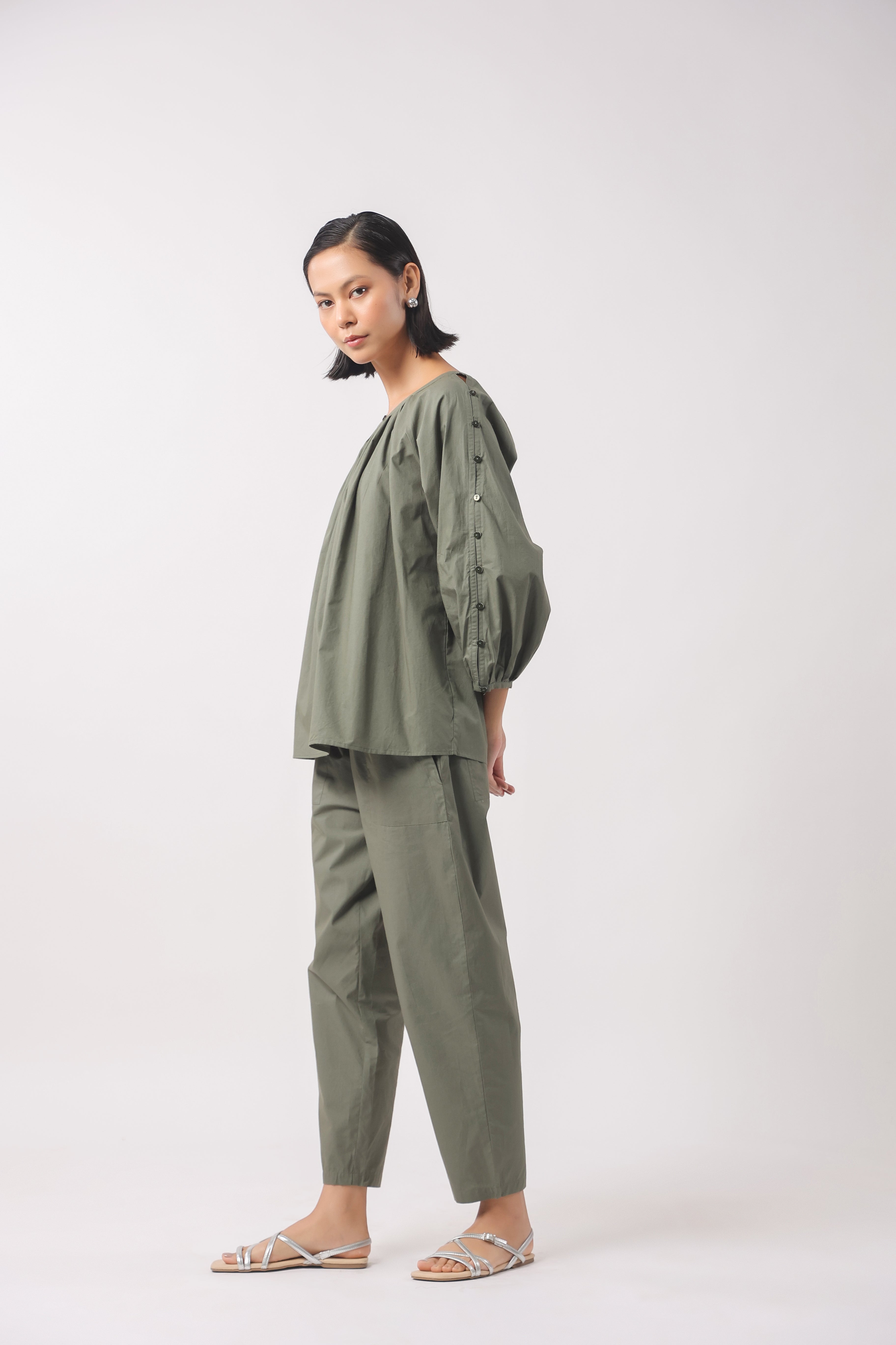 Women’s Green Cotton Top with Green Pants Co-Ord Set