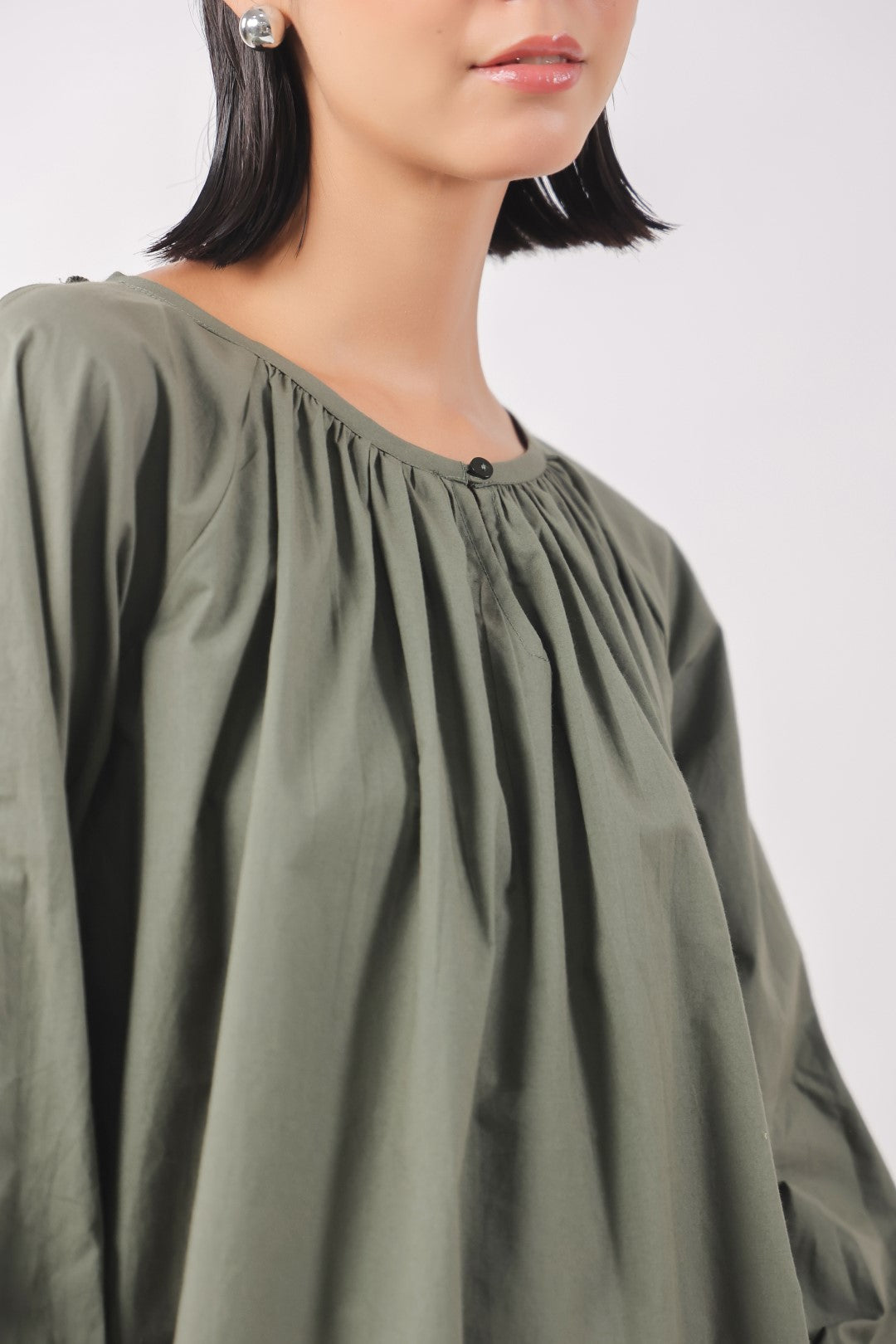 Women’s Navy Cotton Poplin Top