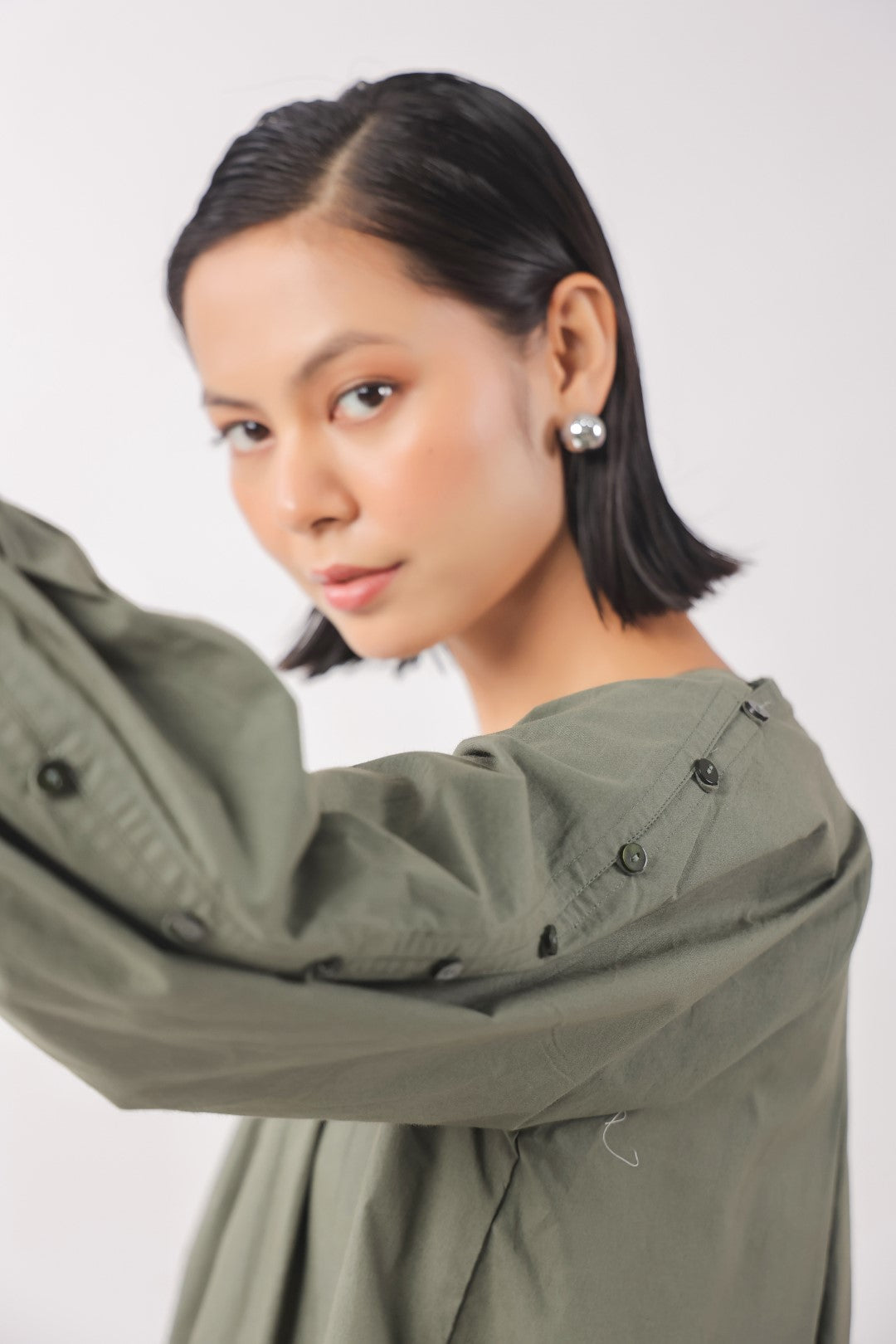 Women’s Navy Cotton Poplin Top