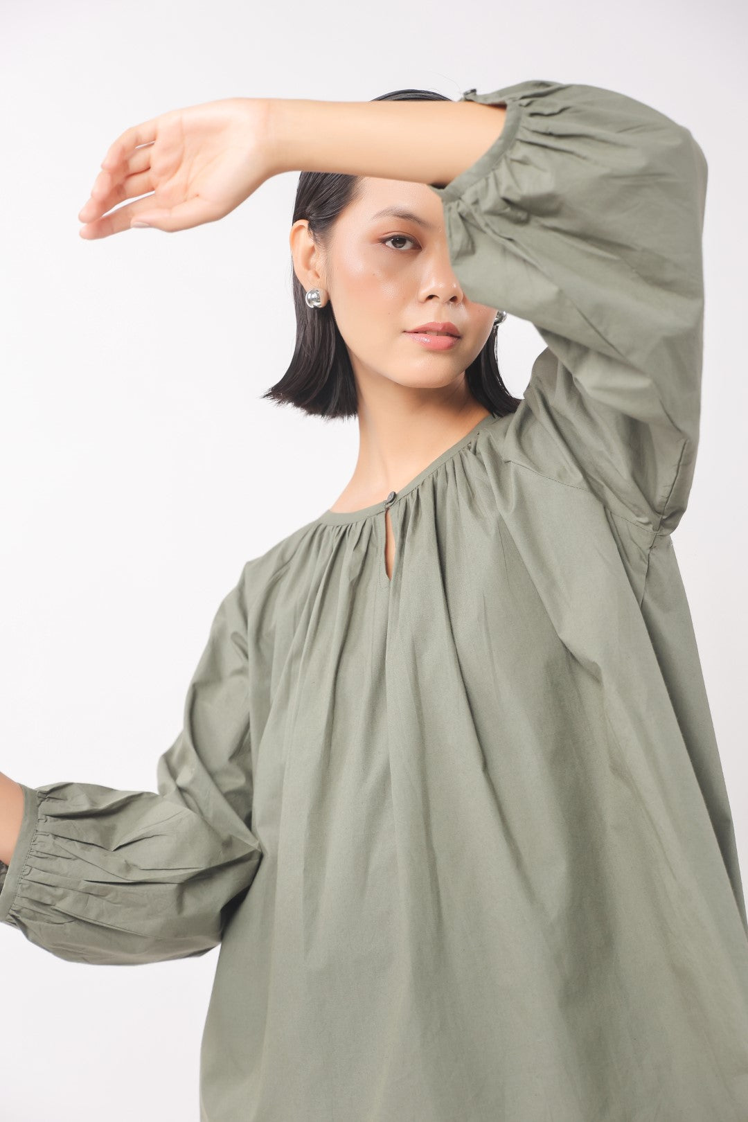 Women’s Navy Cotton Poplin Top