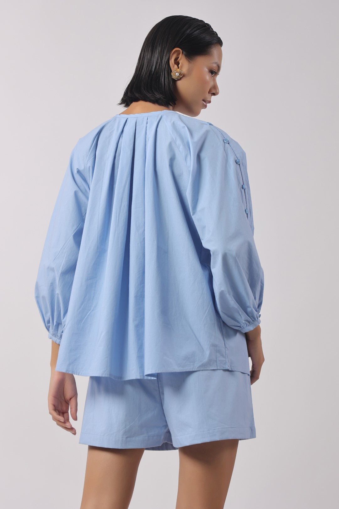 Women’s Blue Cotton Poplin Top