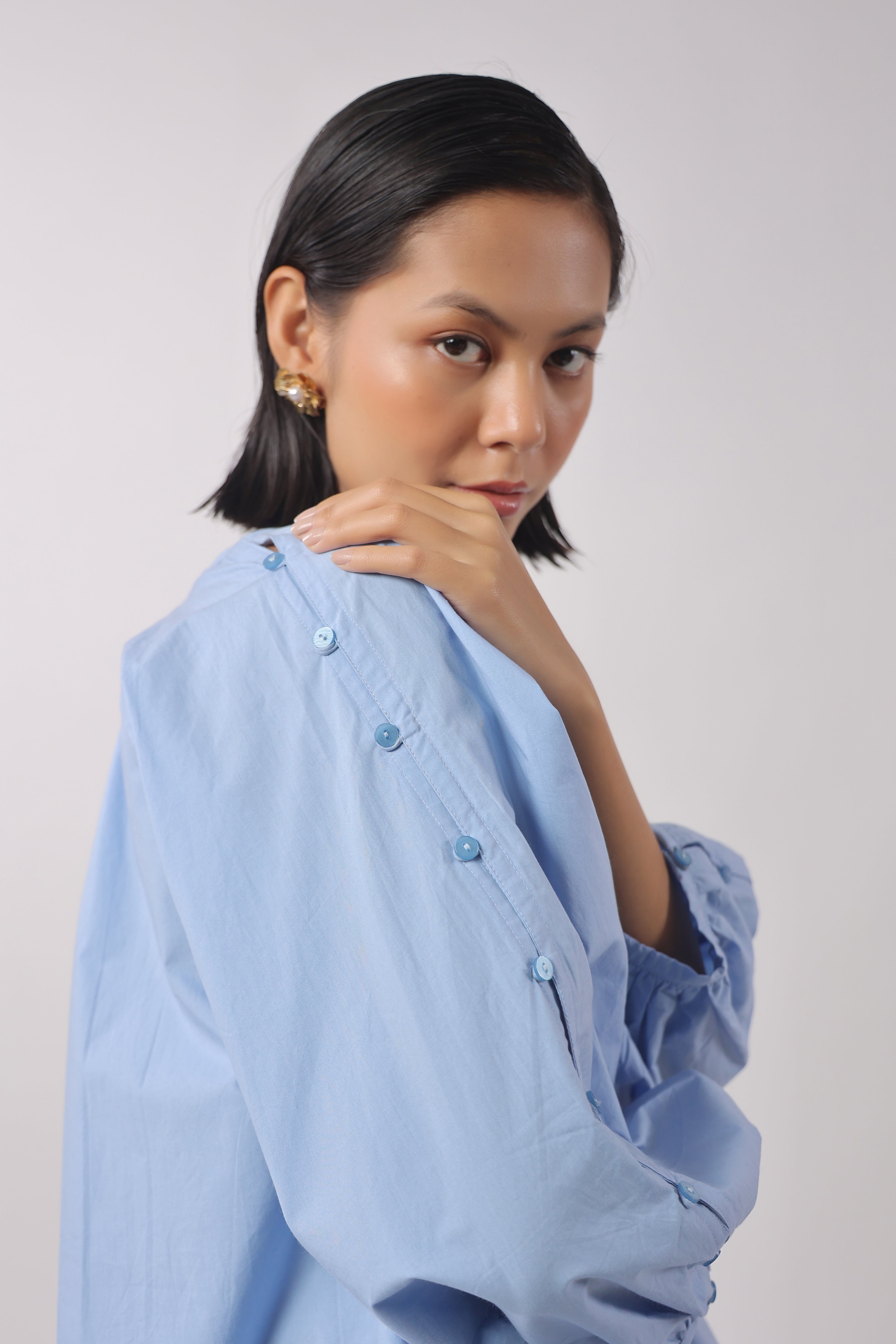 Women’s Blue Cotton Top with Blue Shorts Co-Ord Set