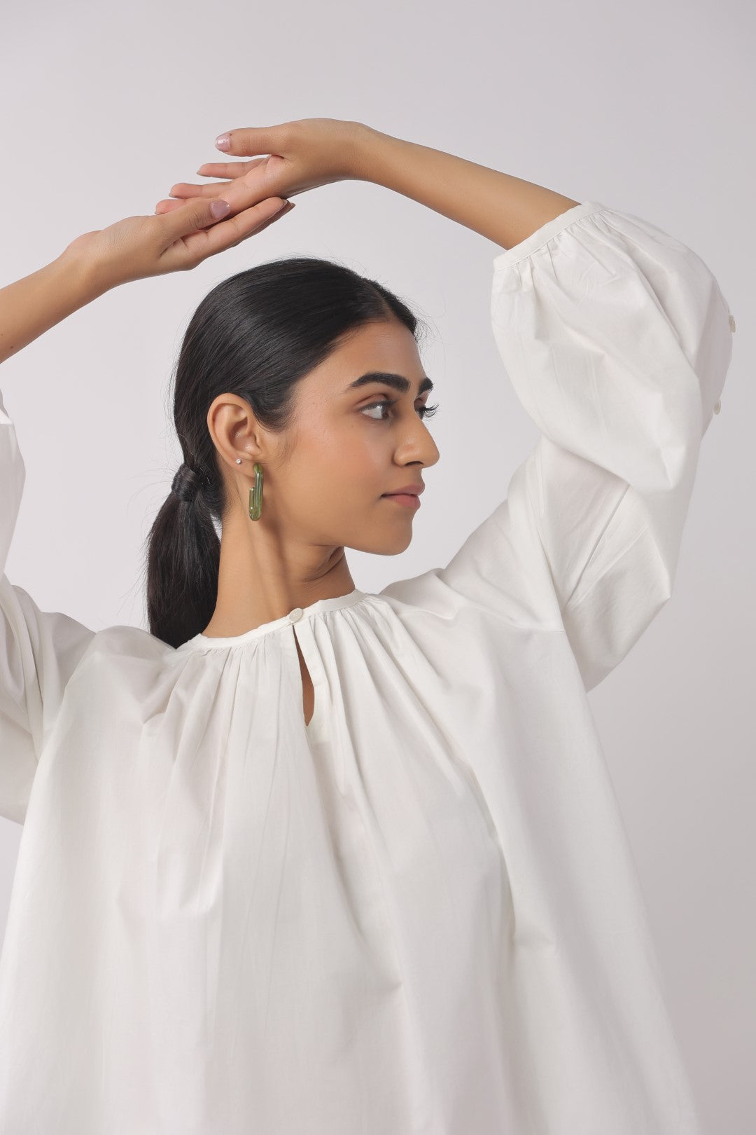 Women’s Navy Cotton Poplin Top