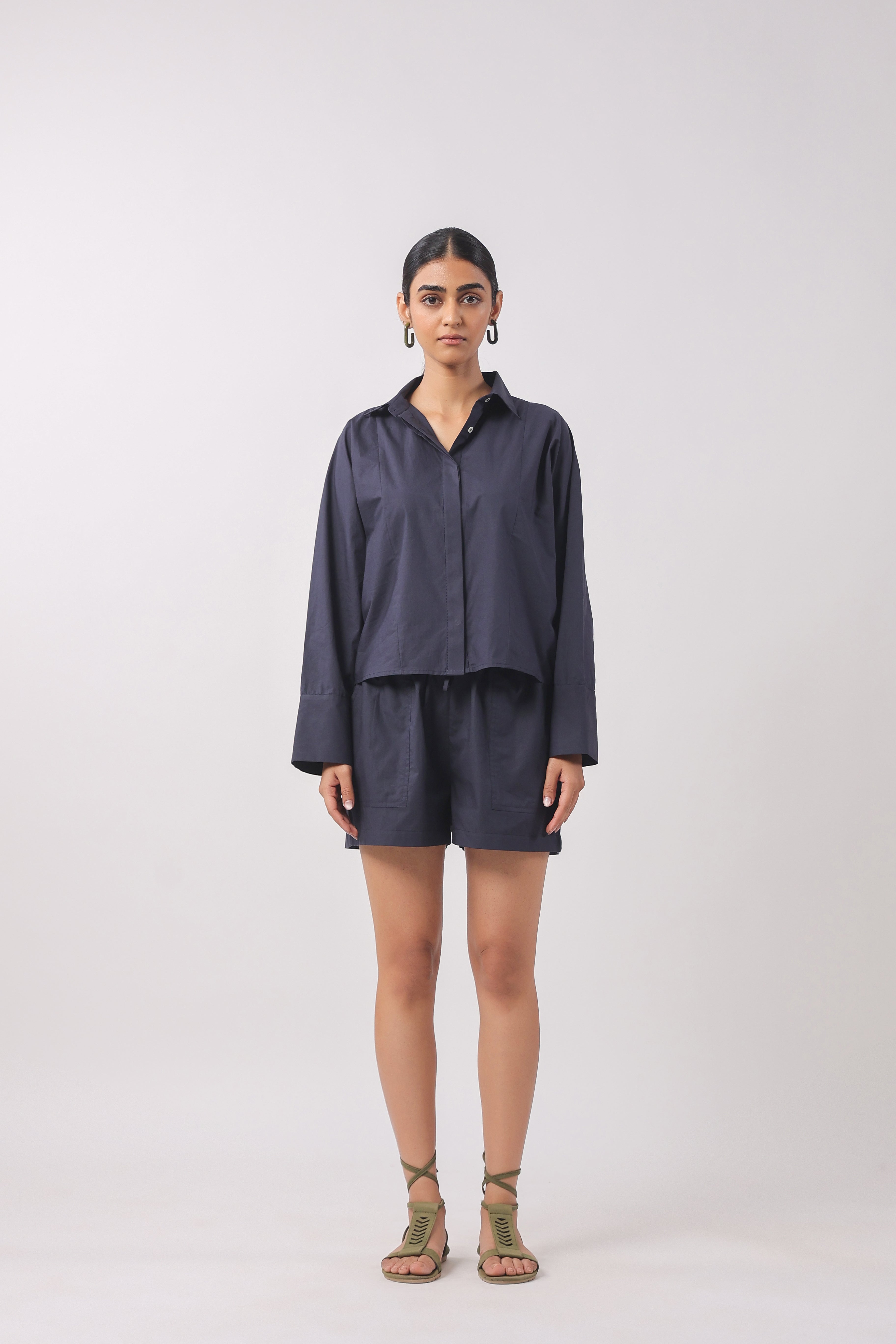 Women’s Navy Cotton Top with Navy Shorts Co-Ord Set