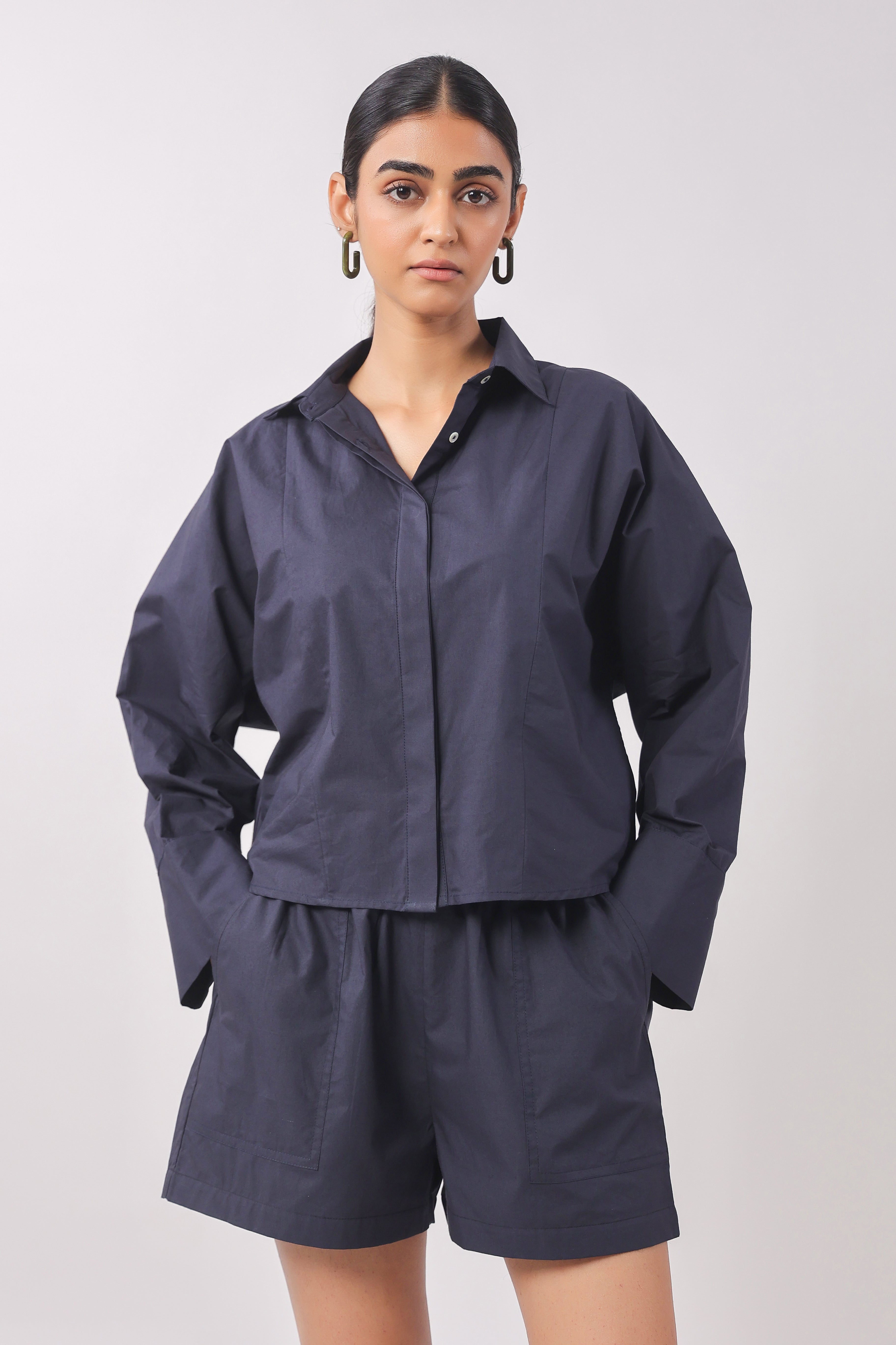 Women’s Navy Cotton Top with Navy Shorts Co-Ord Set