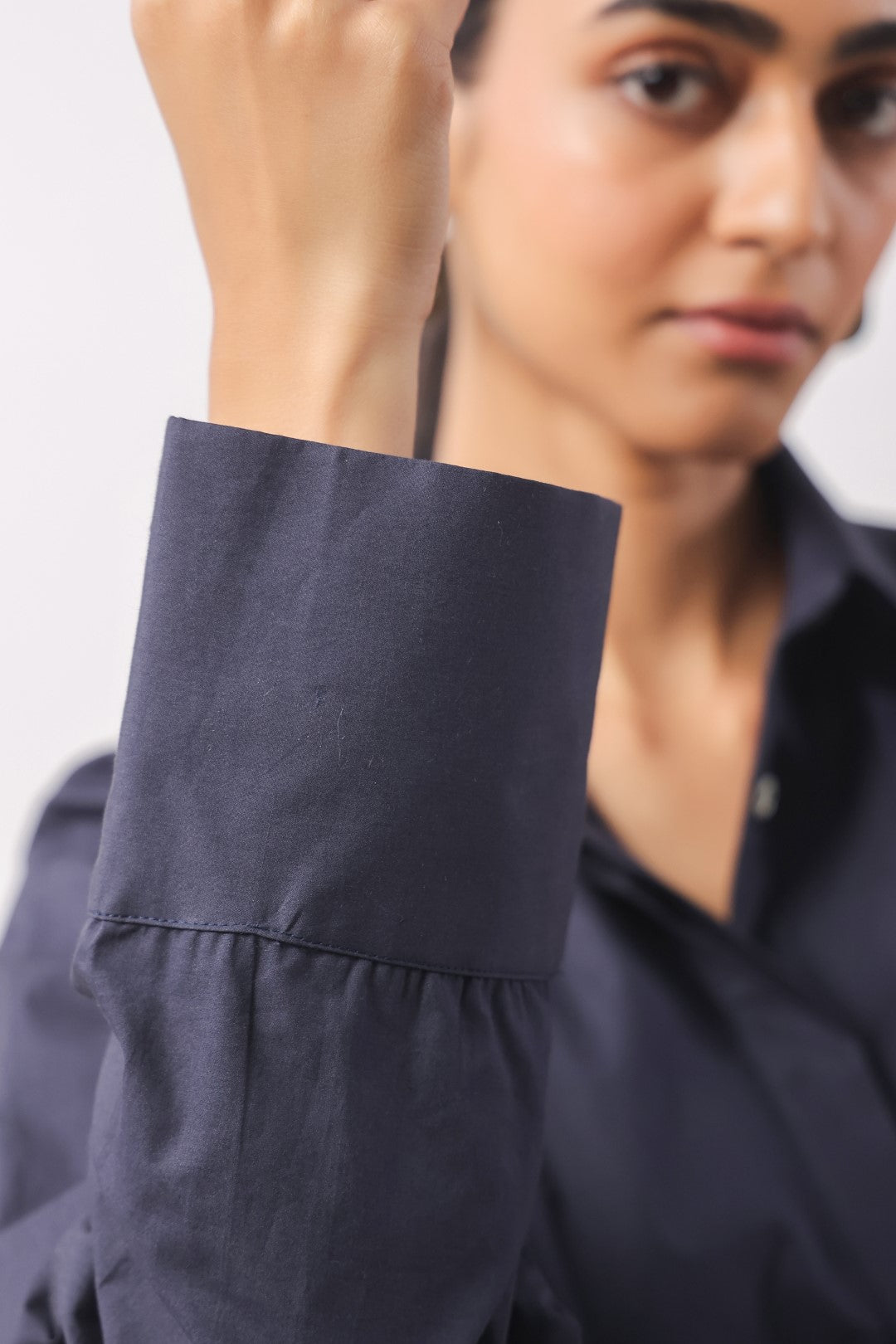 Women’s Navy Cotton Poplin Top