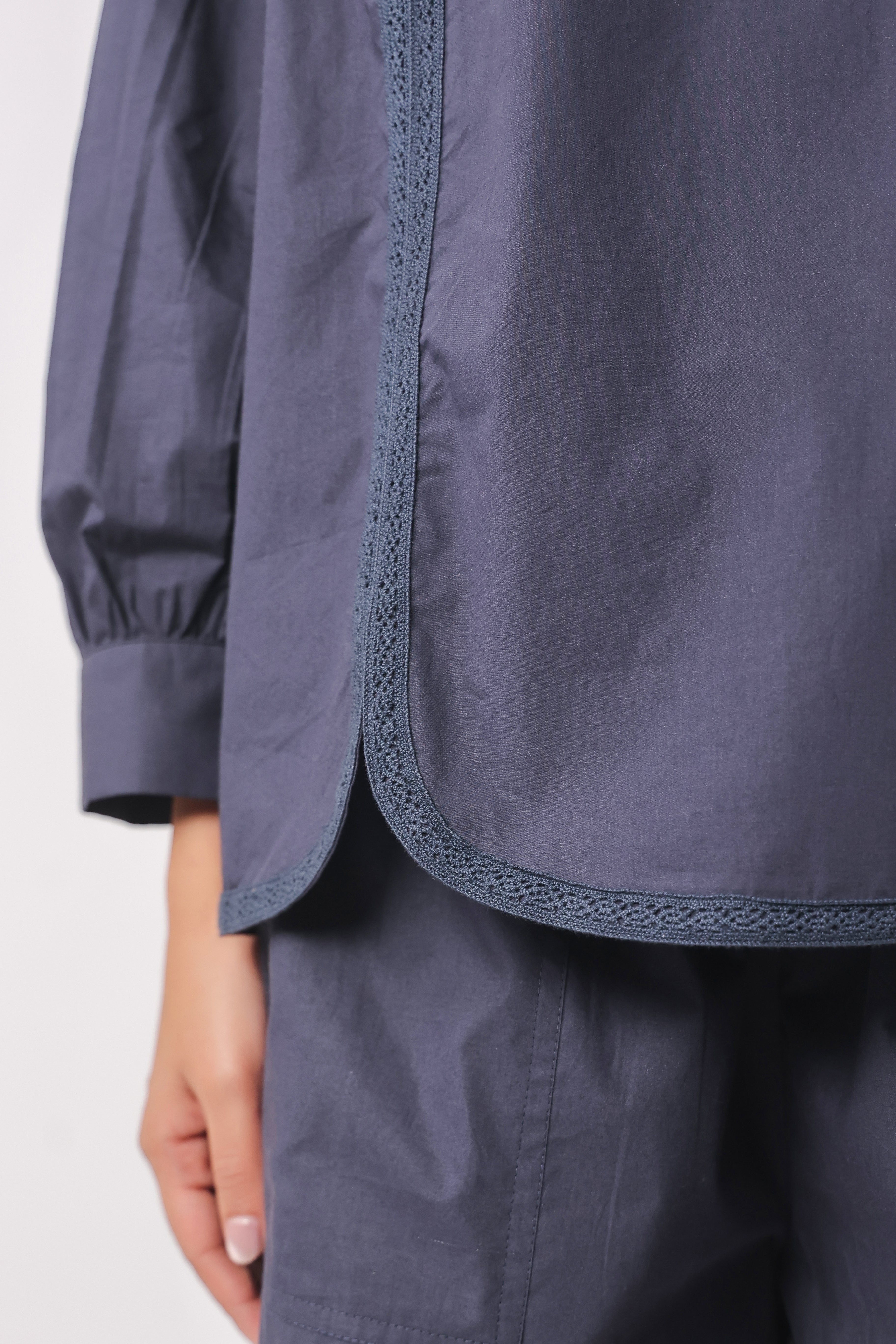 Women’s Navy Blue Cotton Poplin Co-Ord Set