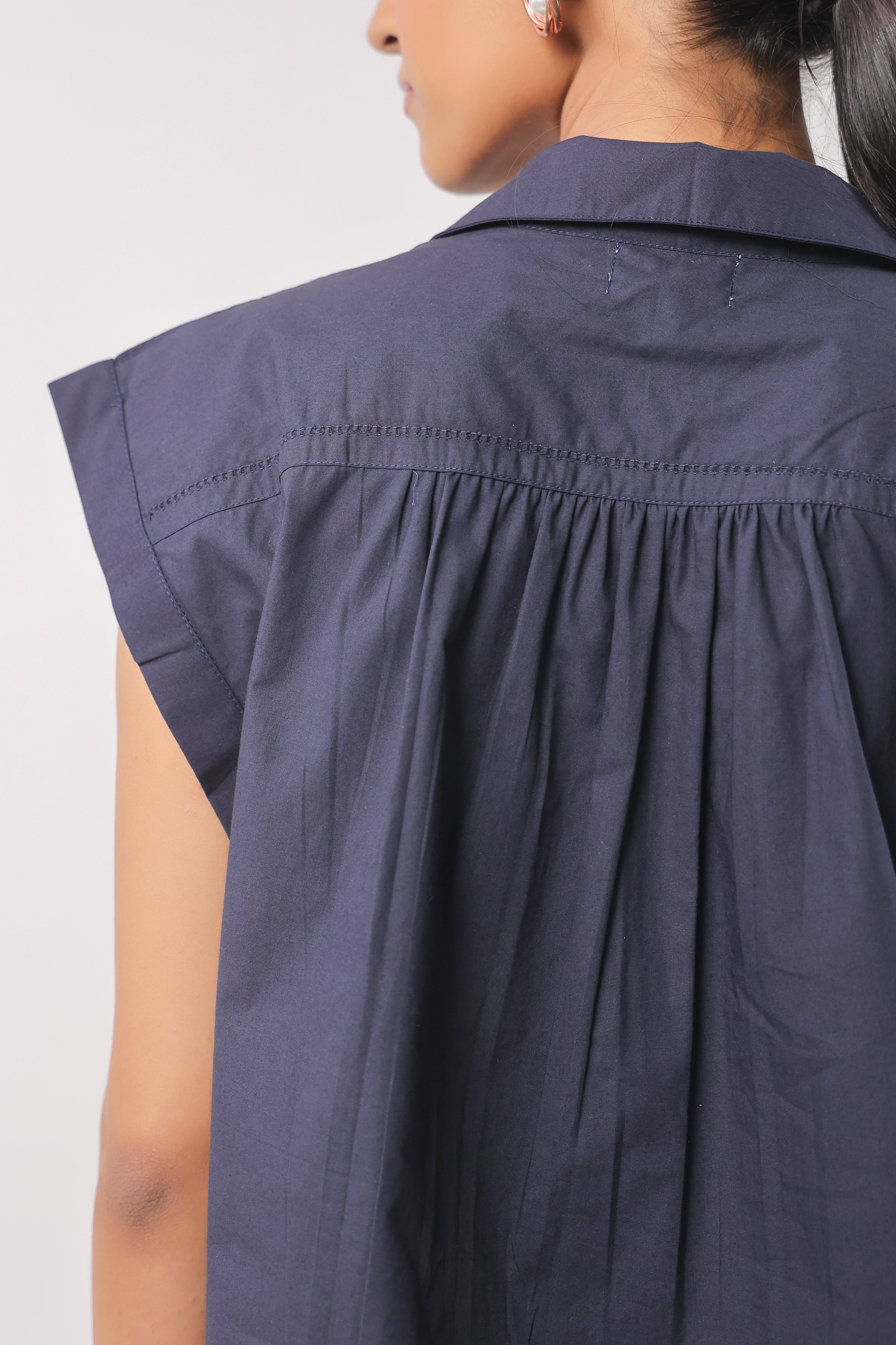 Women’s Navy Blue Cotton Top with Navy Blue Shorts Co-Ord Set