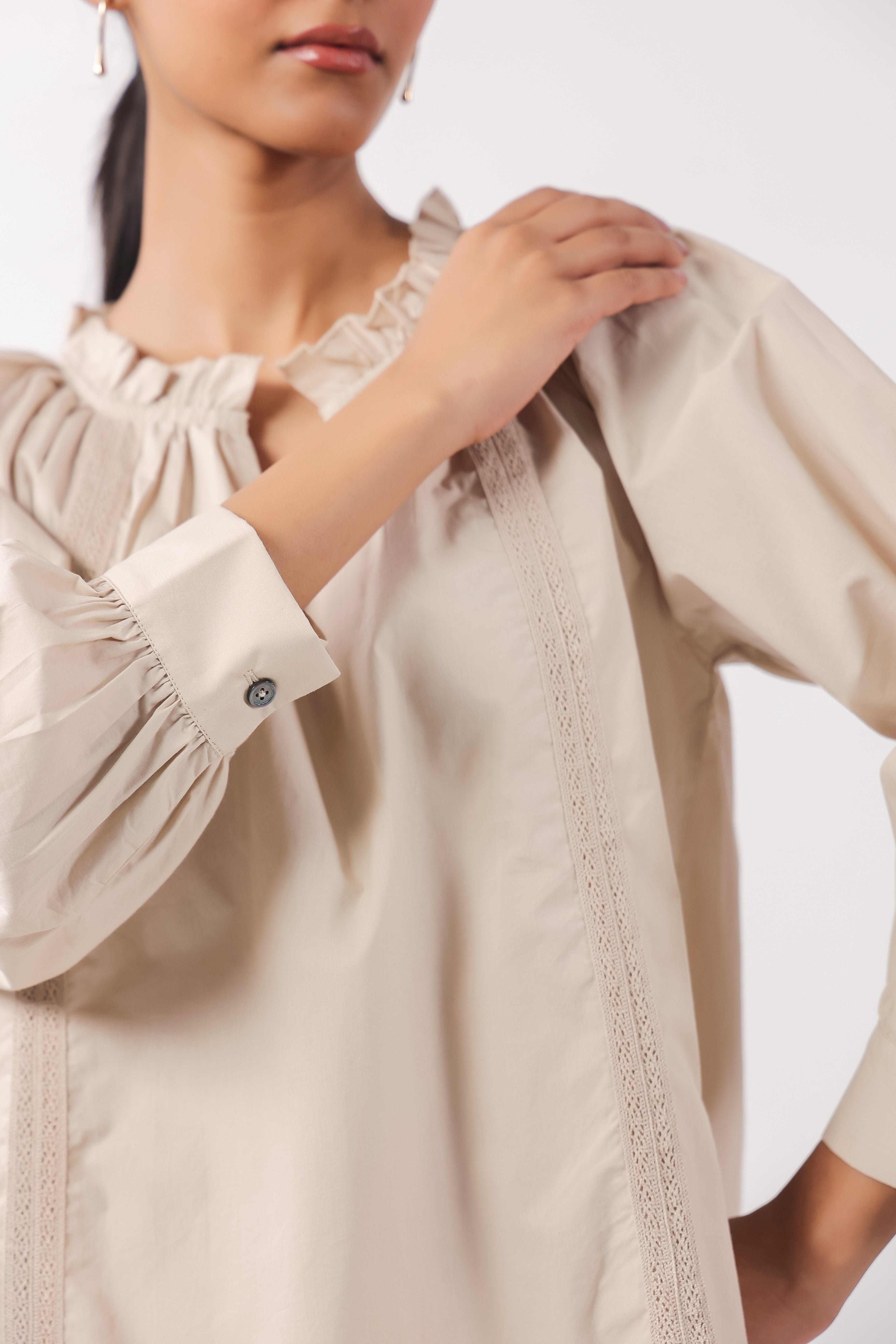 Women’s Beige Cotton Poplin Co-Ord Set