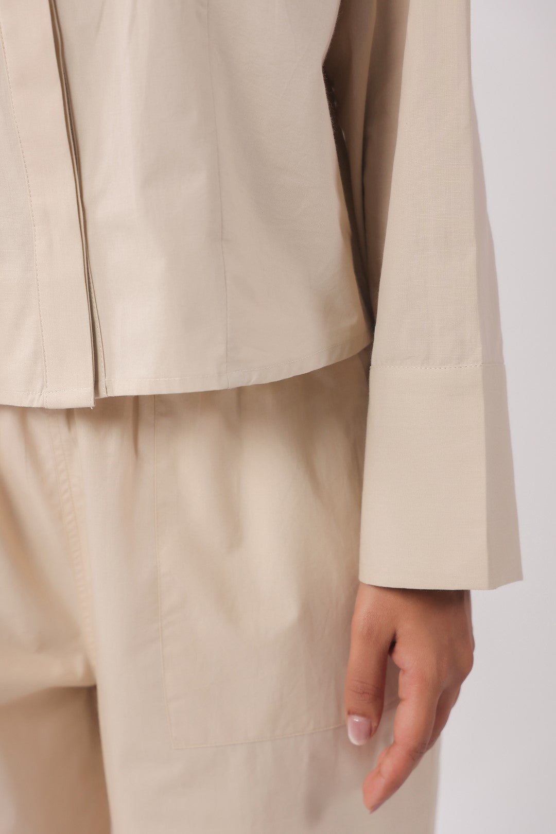 Women’s Beige Cotton Poplin Top