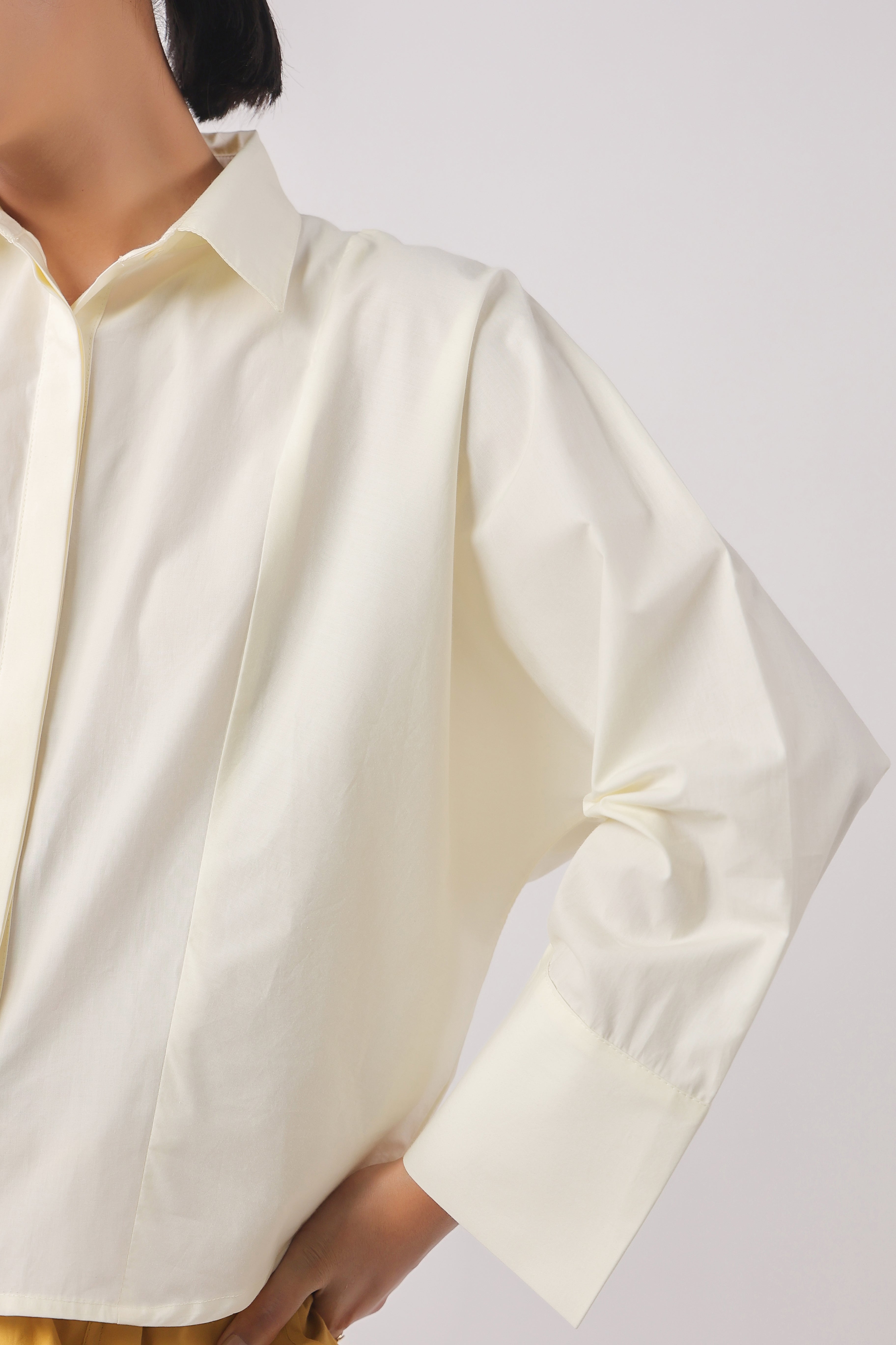 Women’s Off-White Cotton Top with Yellow Shorts