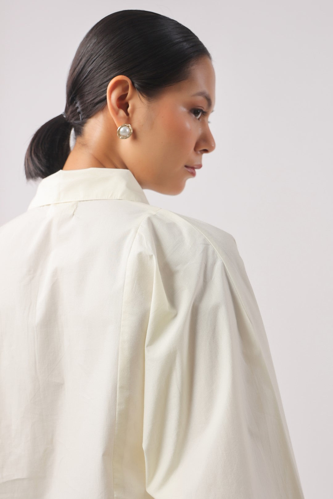 Women’s Off White Cotton Poplin Top