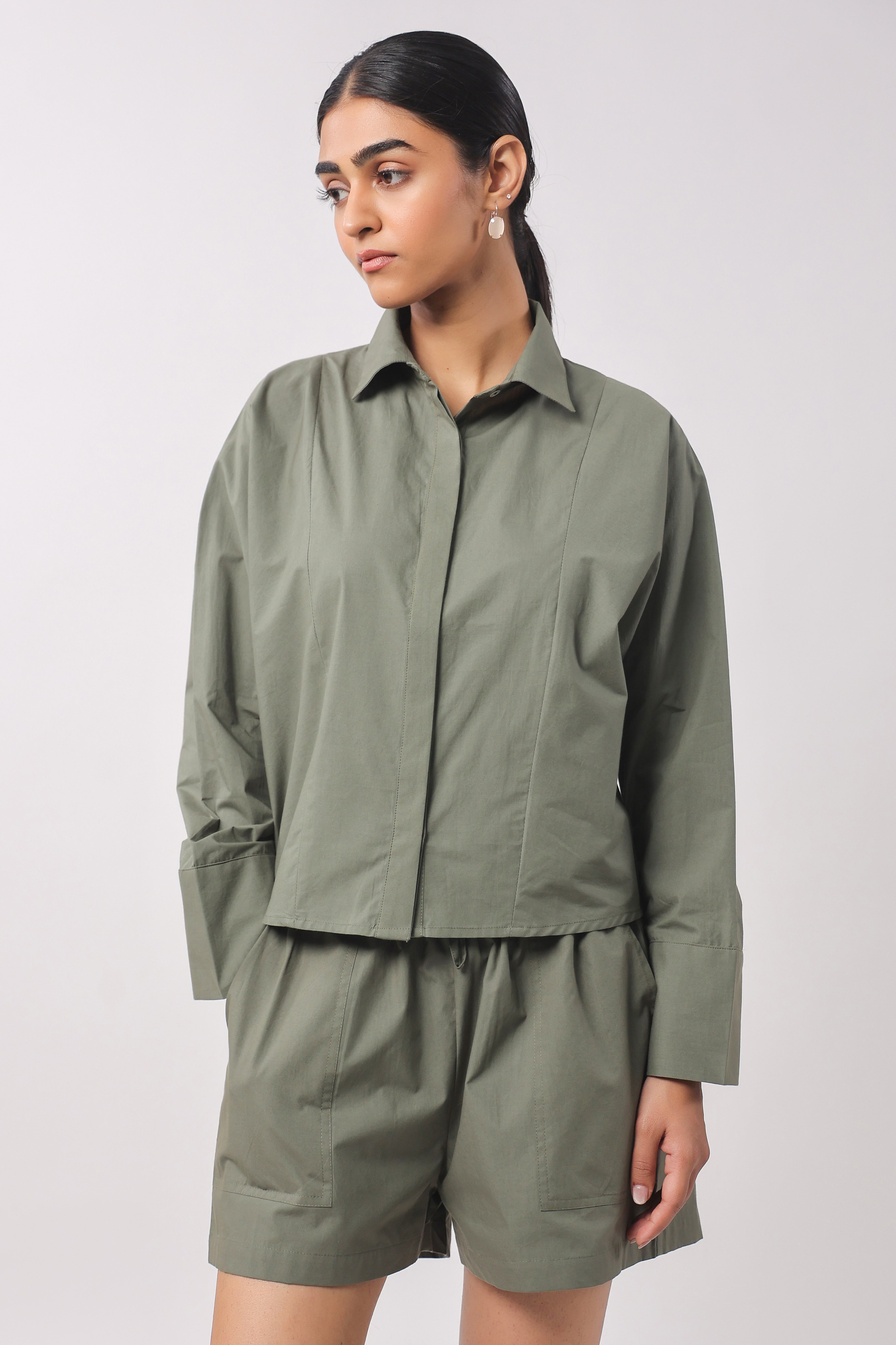 Women’s Green Cotton Top with Green Shorts Co-Ord Set