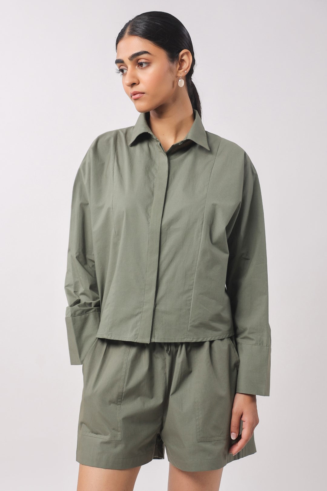 Women’s Green Cotton Poplin Top