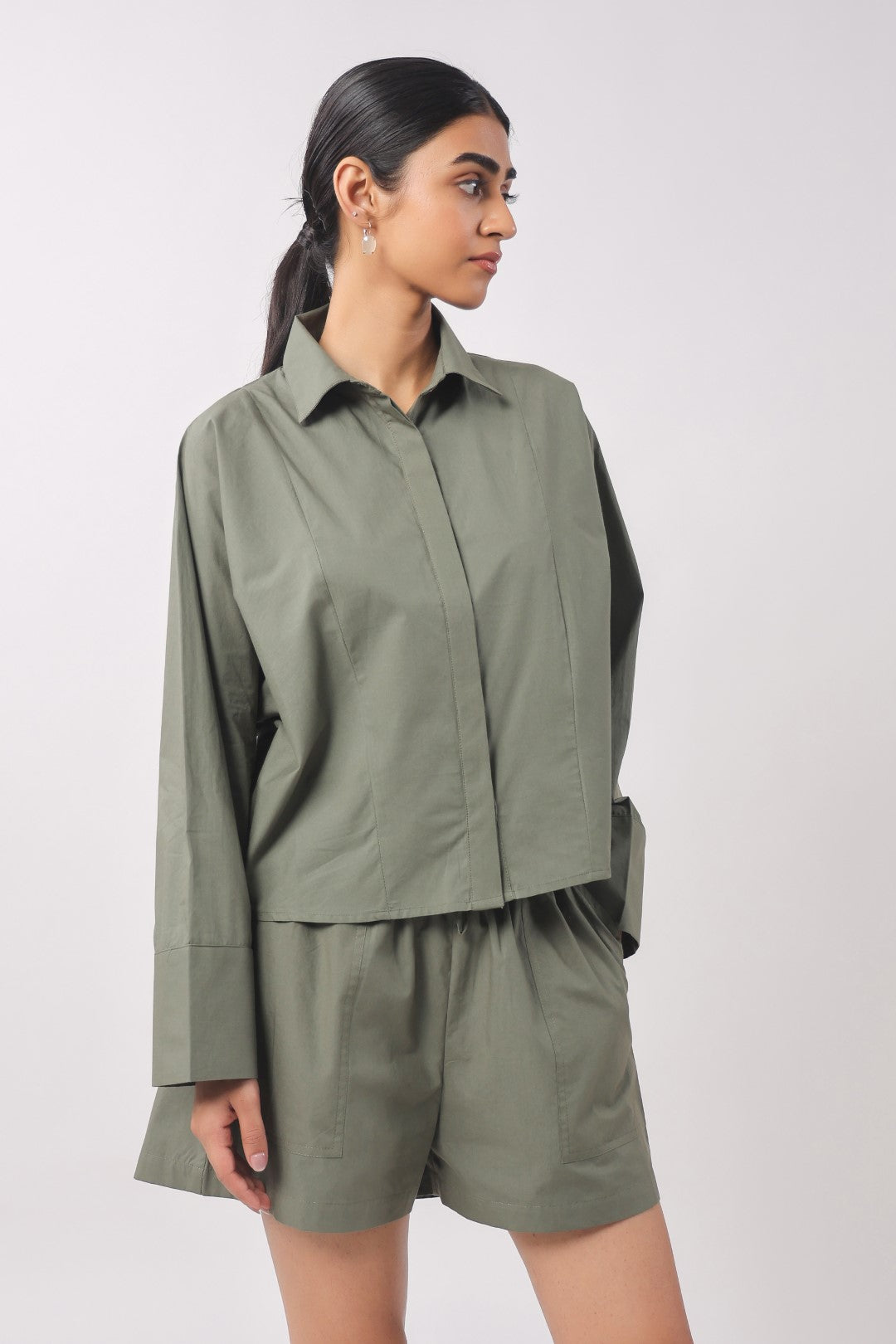 Women’s Green Cotton Poplin Top