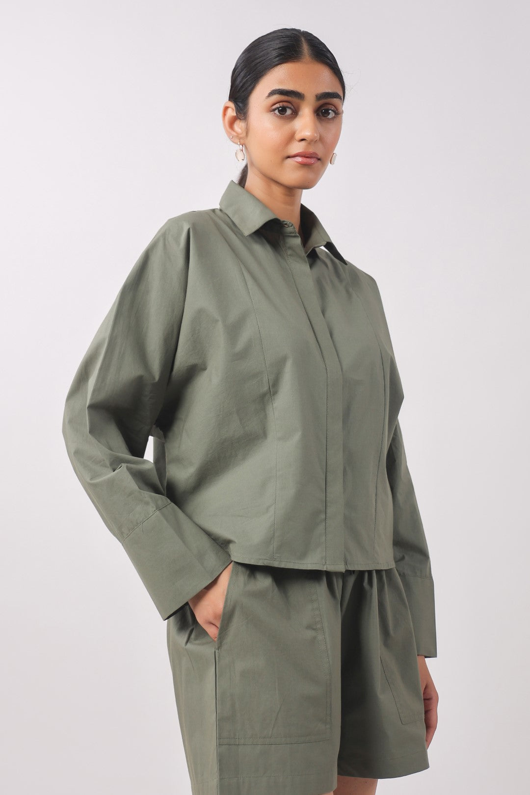 Women’s Green Cotton Poplin Top