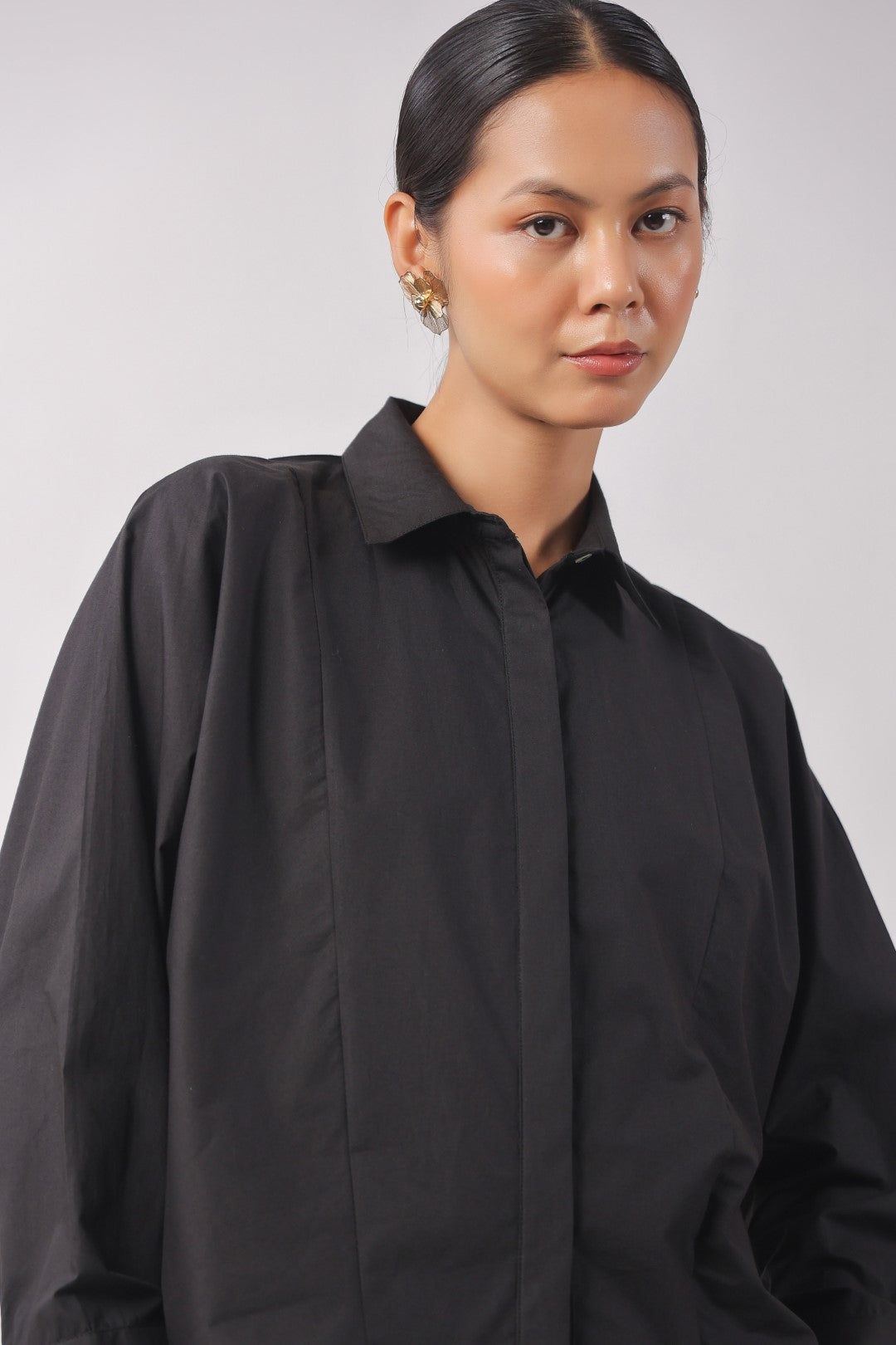 Women’s Black Cotton Poplin Top