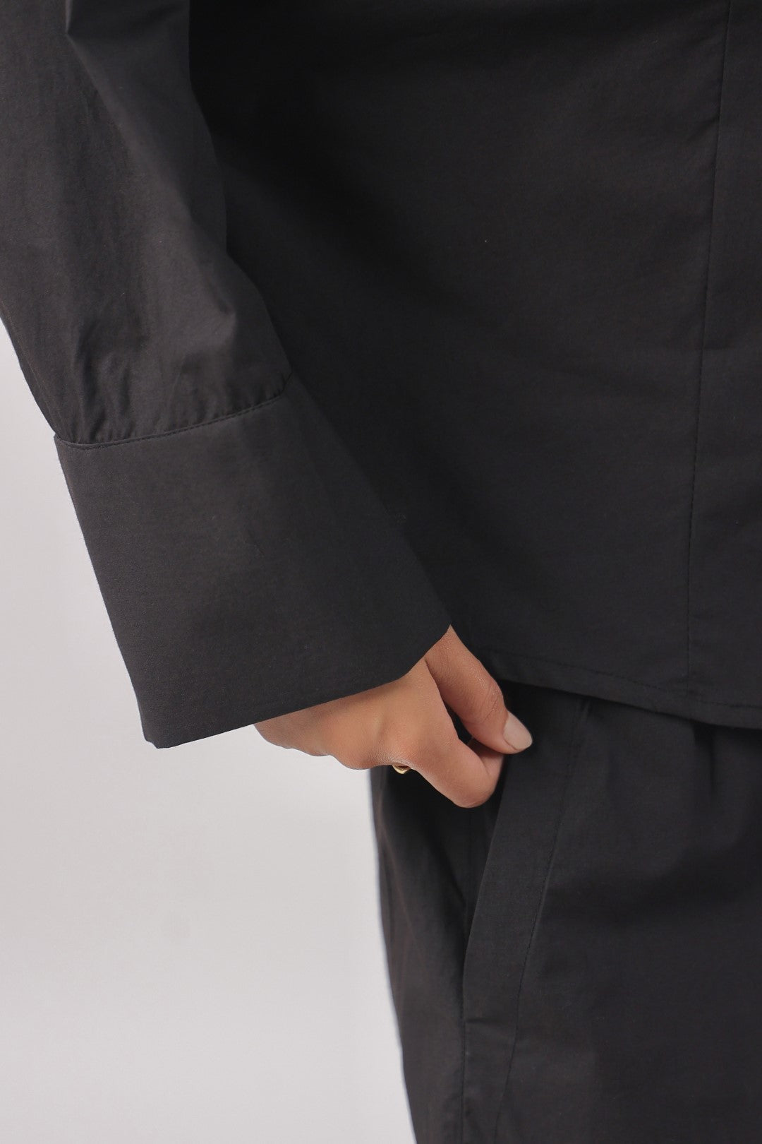 Women’s Black Cotton Poplin Top