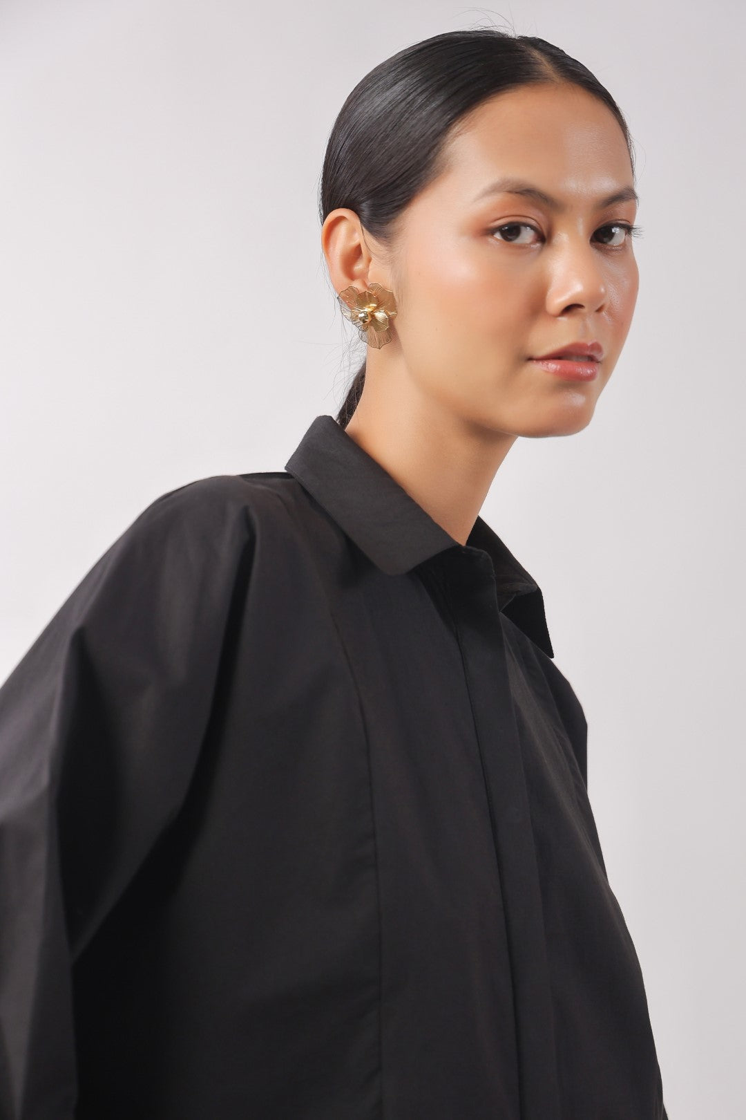 Women’s Black Cotton Poplin Top