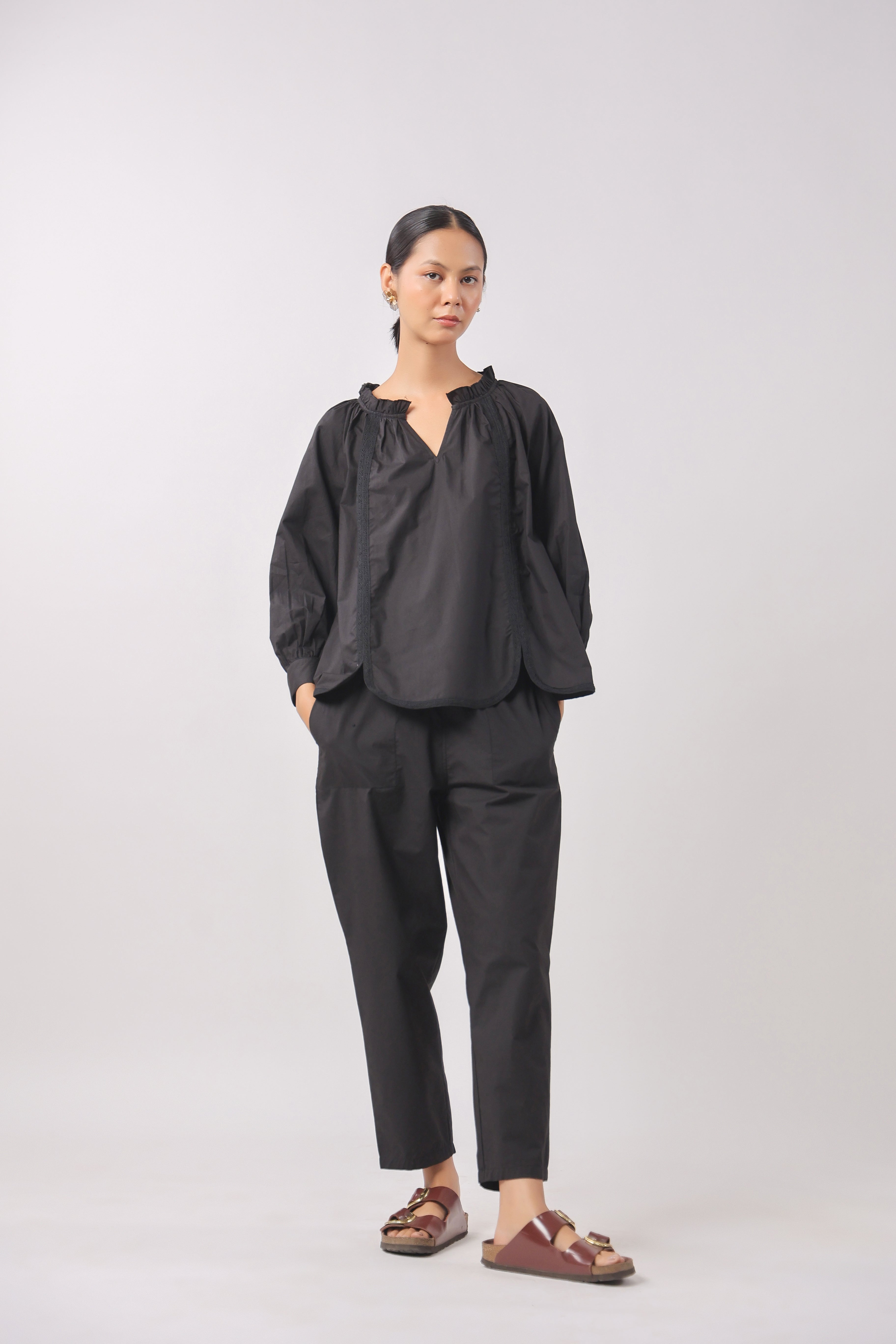 Women’s Black Cotton Poplin Co-Ord Set
