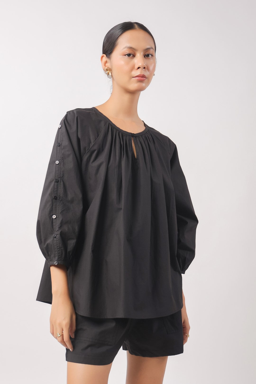 Women’s Black Cotton Poplin Top