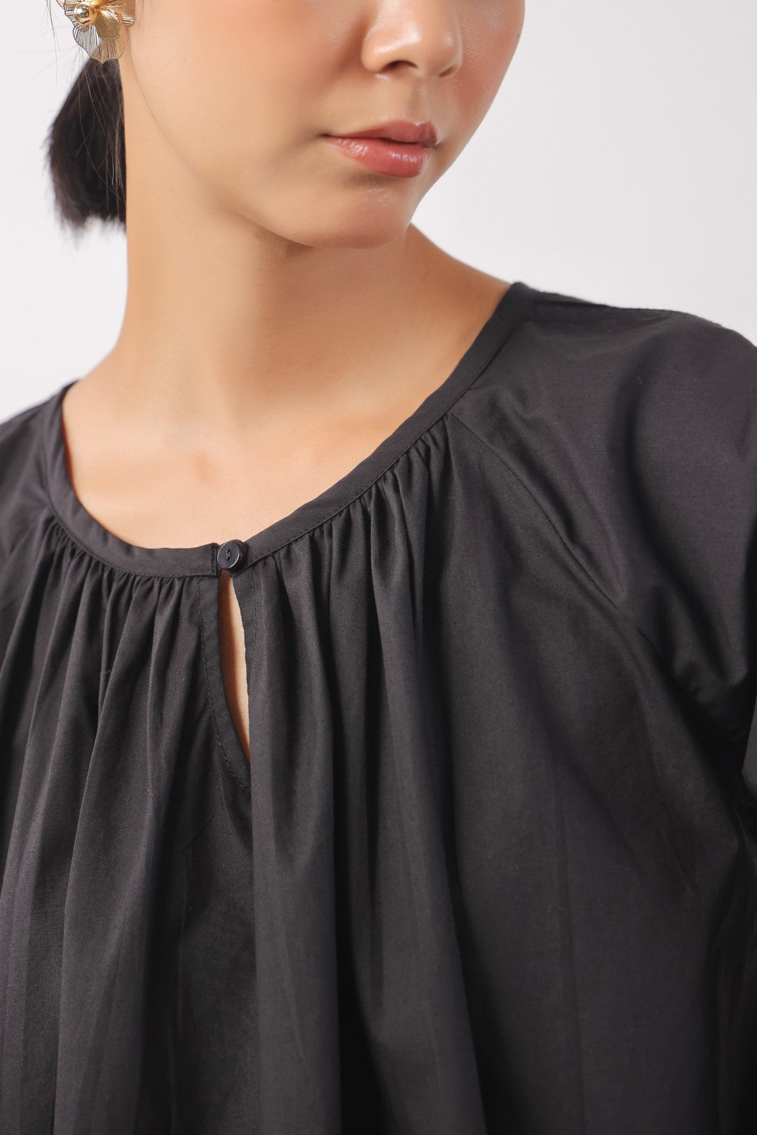 Women’s Black Cotton Poplin Top