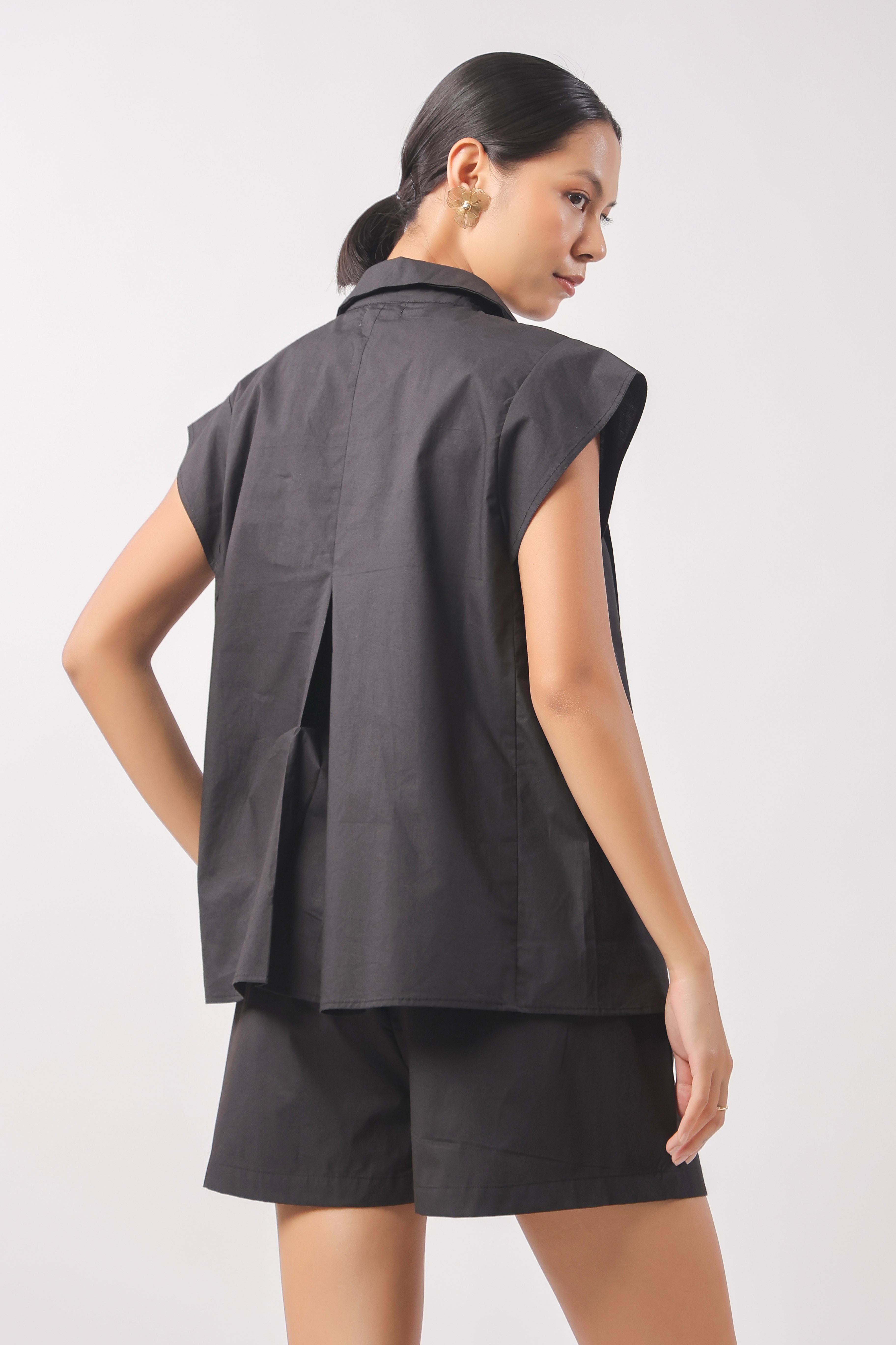 Women’s Black Cotton Top with Black Shorts Co-Ord Set