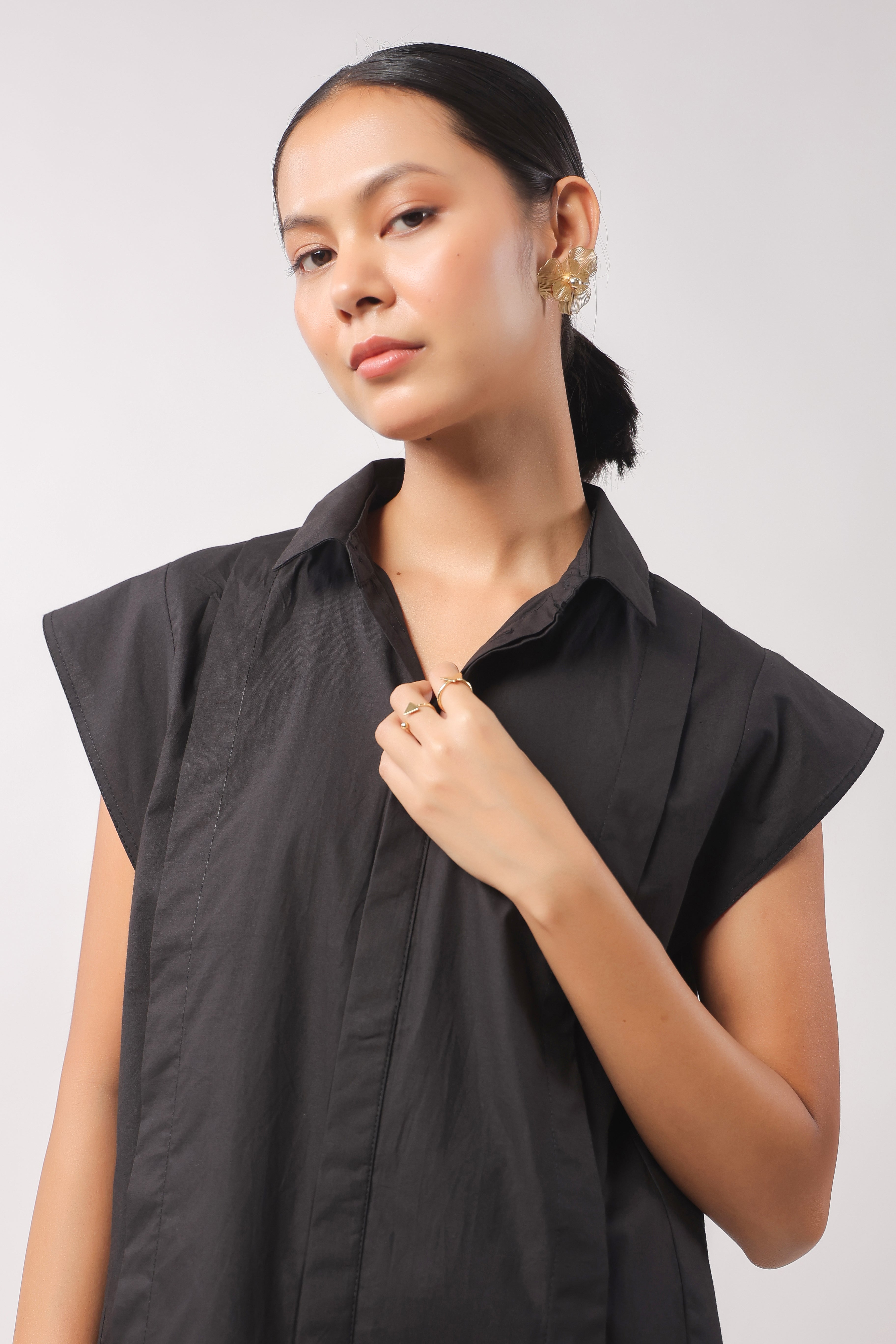 Women’s Black Cotton Top with Black Shorts Co-Ord Set