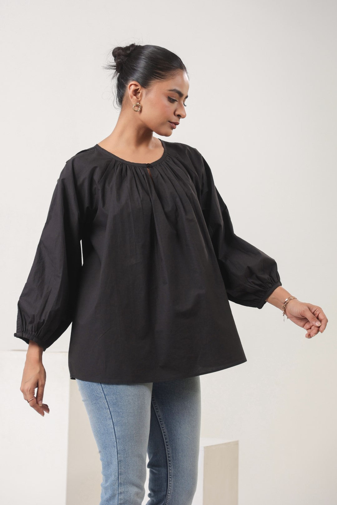 Women’s black cotton tops