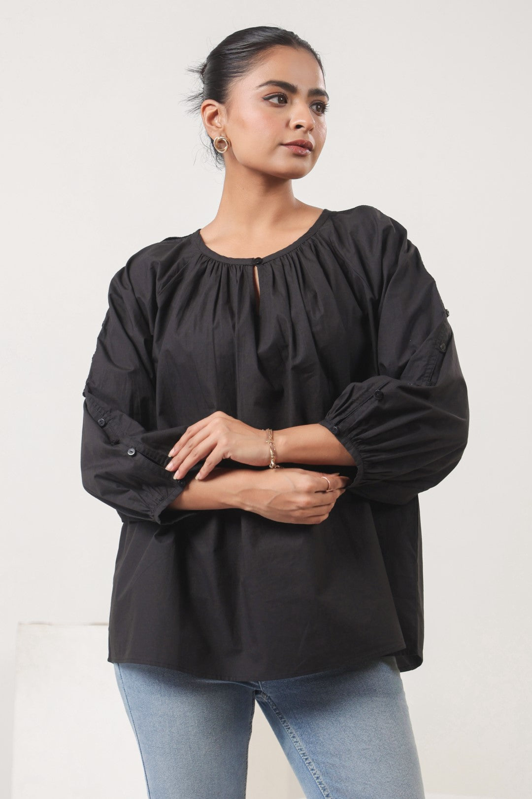 Women’s black cotton tops