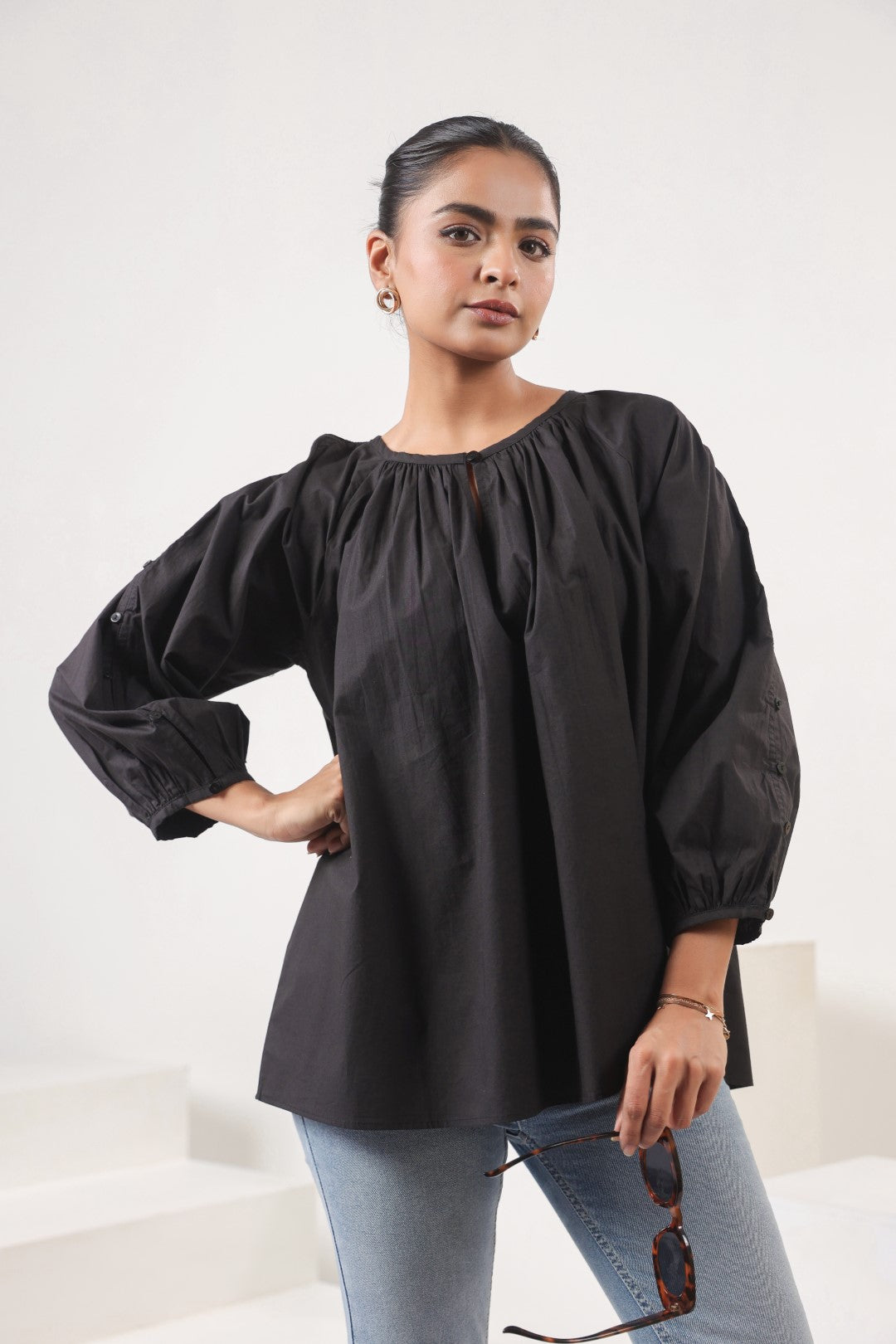 Women’s black cotton tops