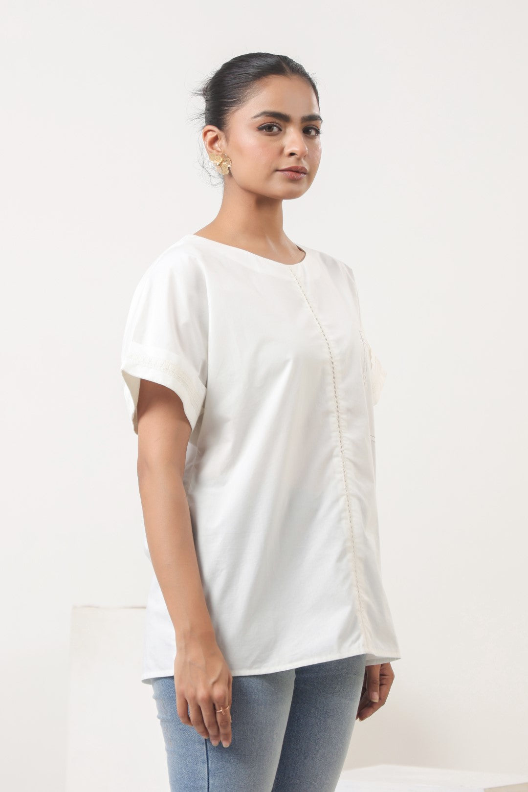 Women’s White Cotton Poplin Top