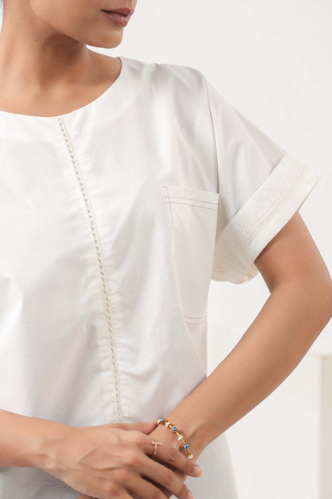 Women’s White Cotton Poplin Top