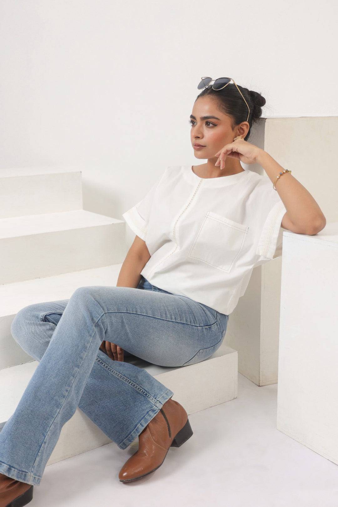 Women’s White Cotton Poplin Top