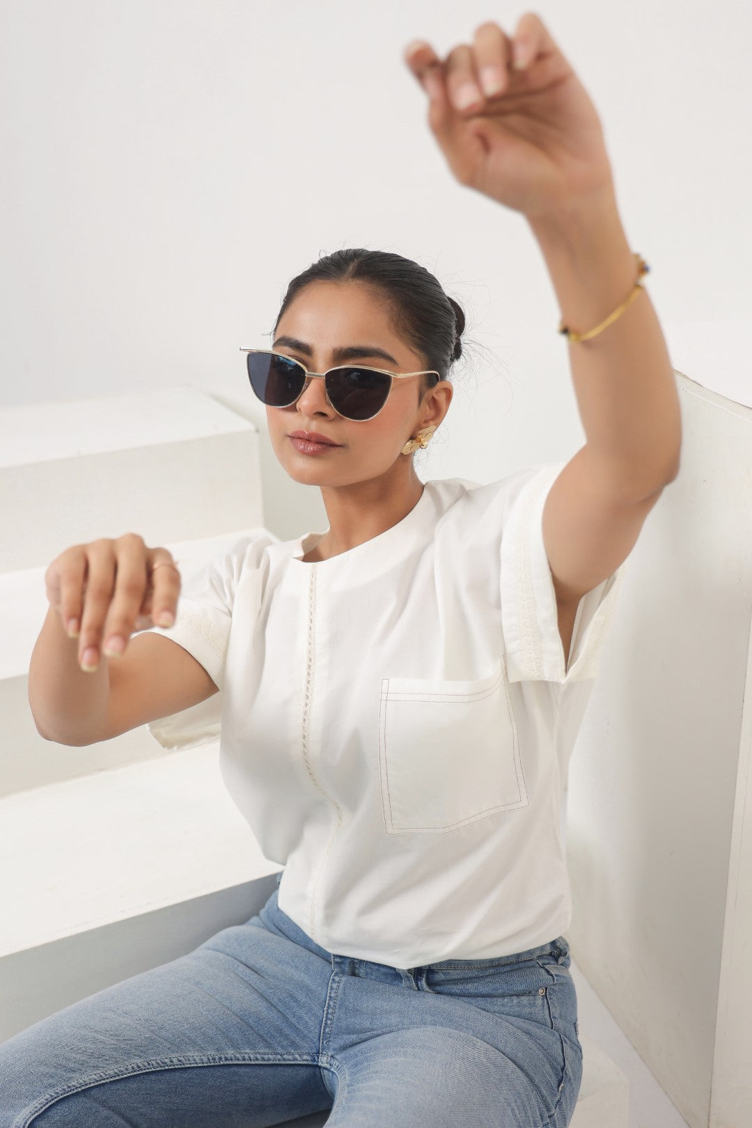 Women’s White Cotton Poplin Top