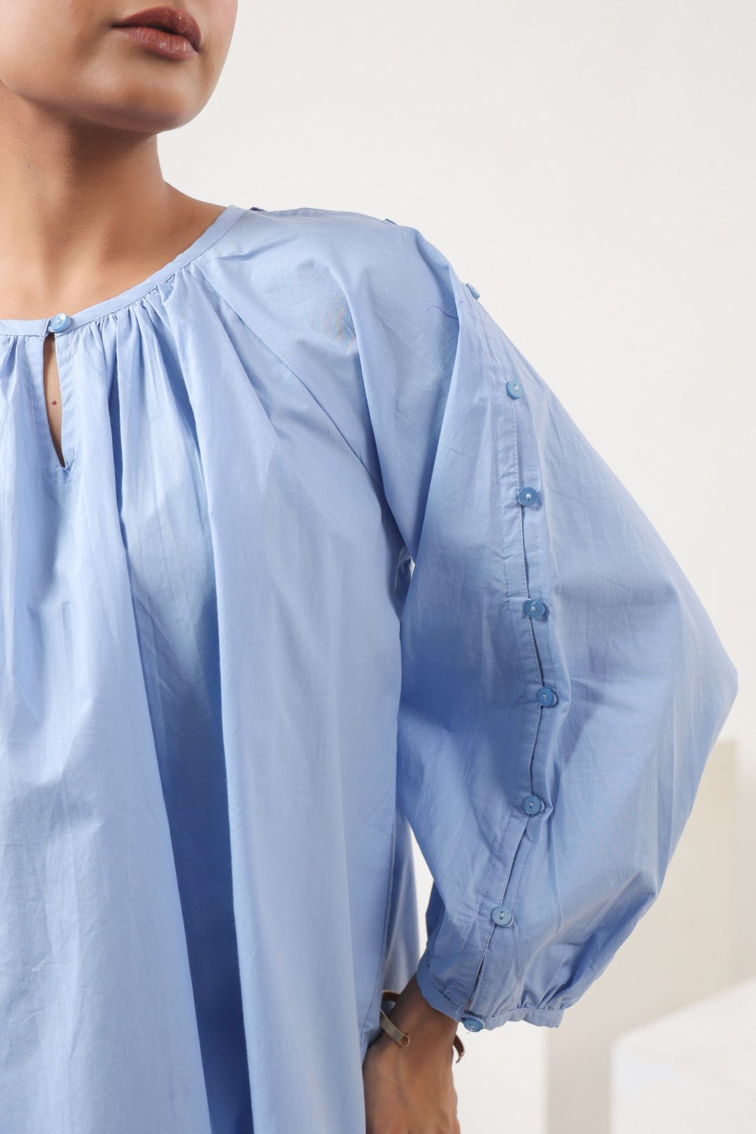 Women's blue cotton tops
