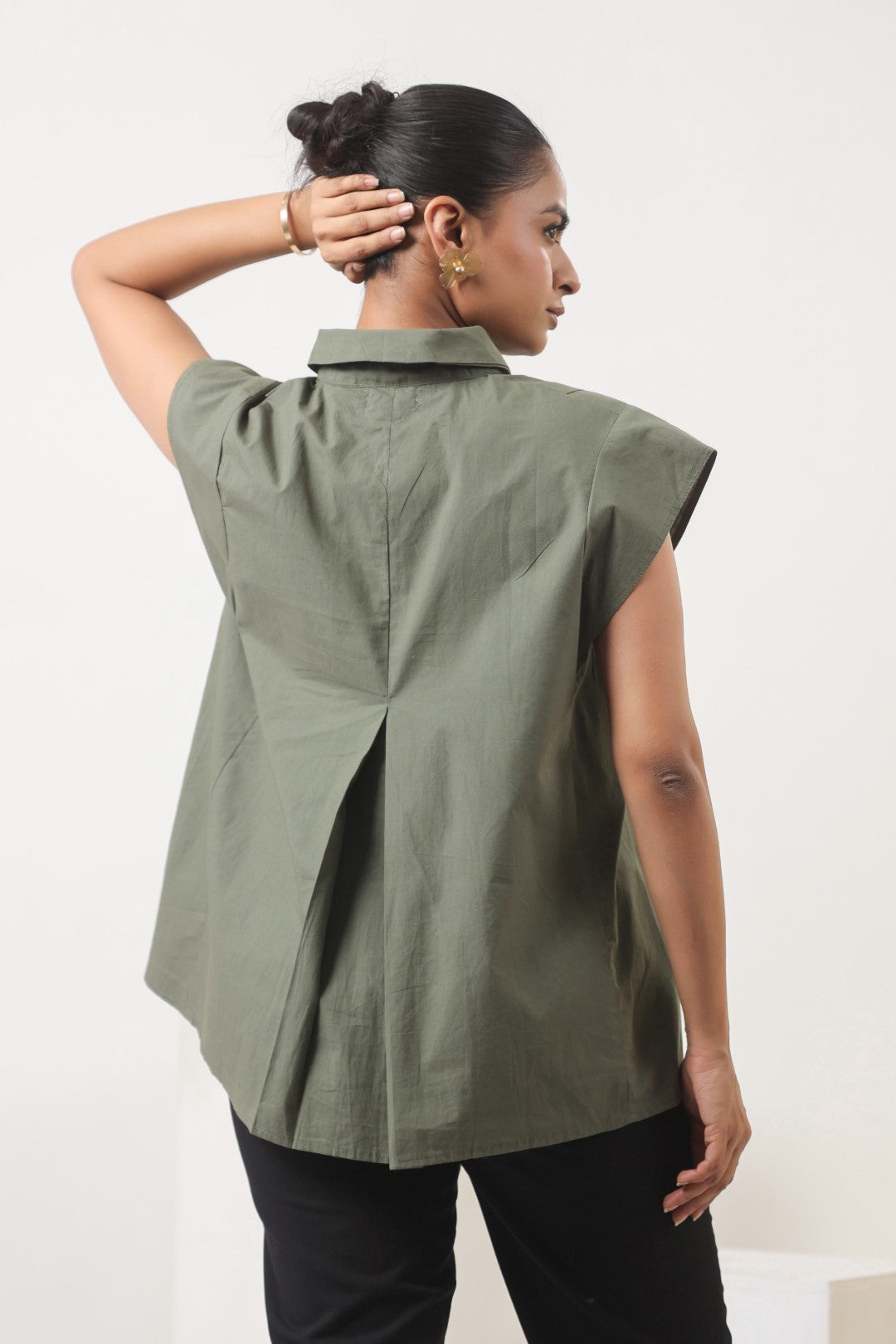 Women’s Green Cotton Poplin Top