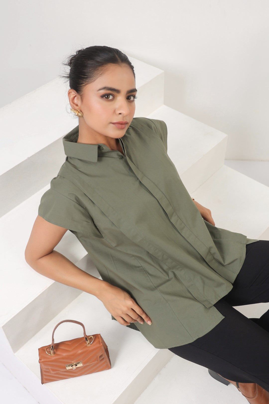 Women’s Green Cotton Poplin Top