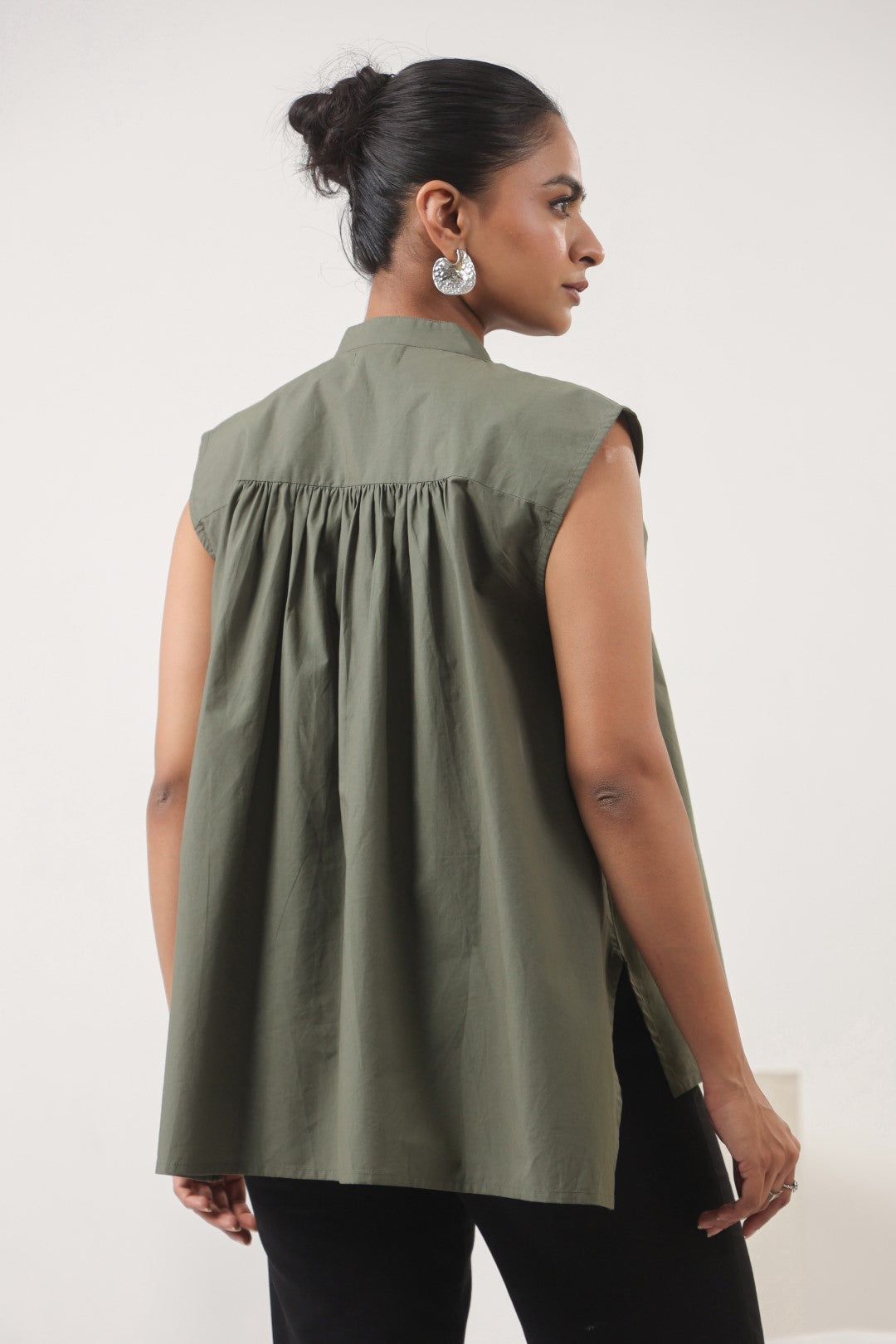 Women’s Green Cotton Poplin Top