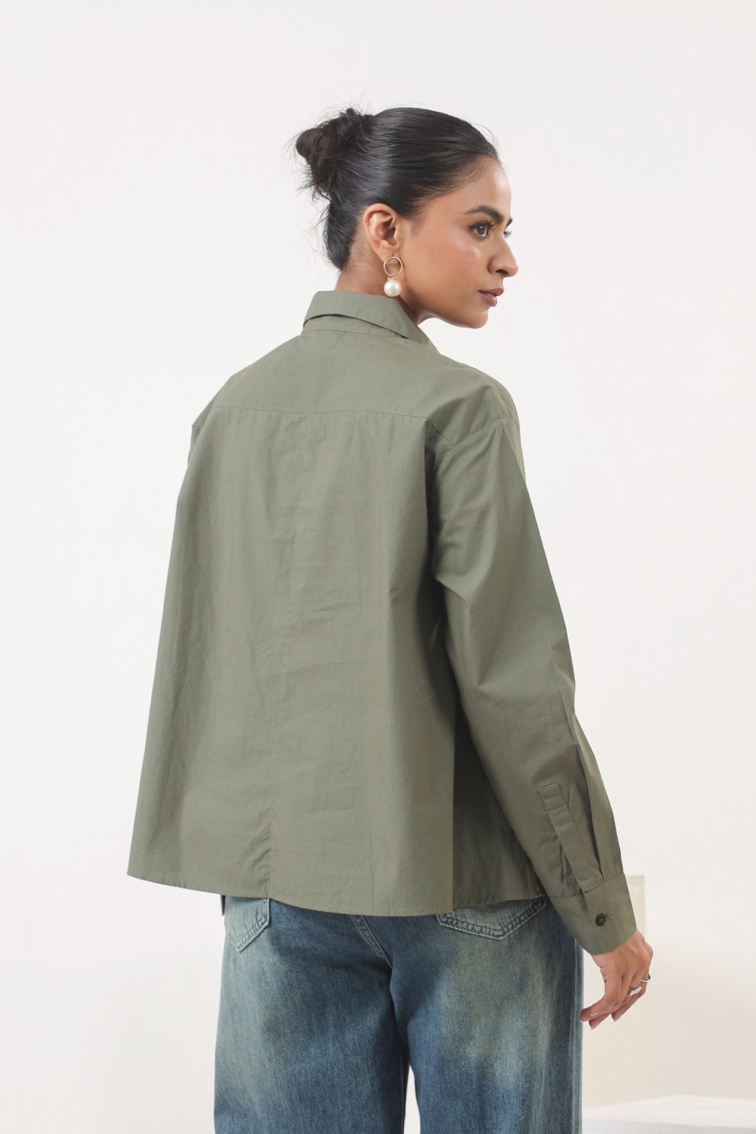 Women’s Green Cotton Poplin Top