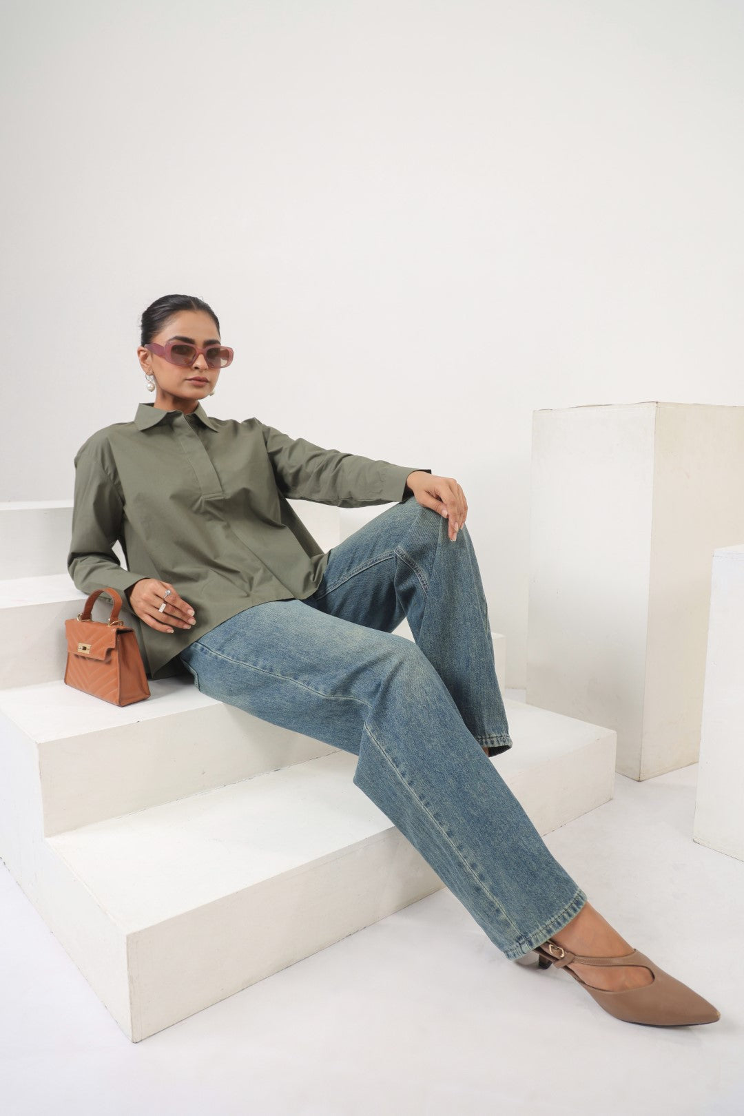 Women’s Green Cotton Poplin Top
