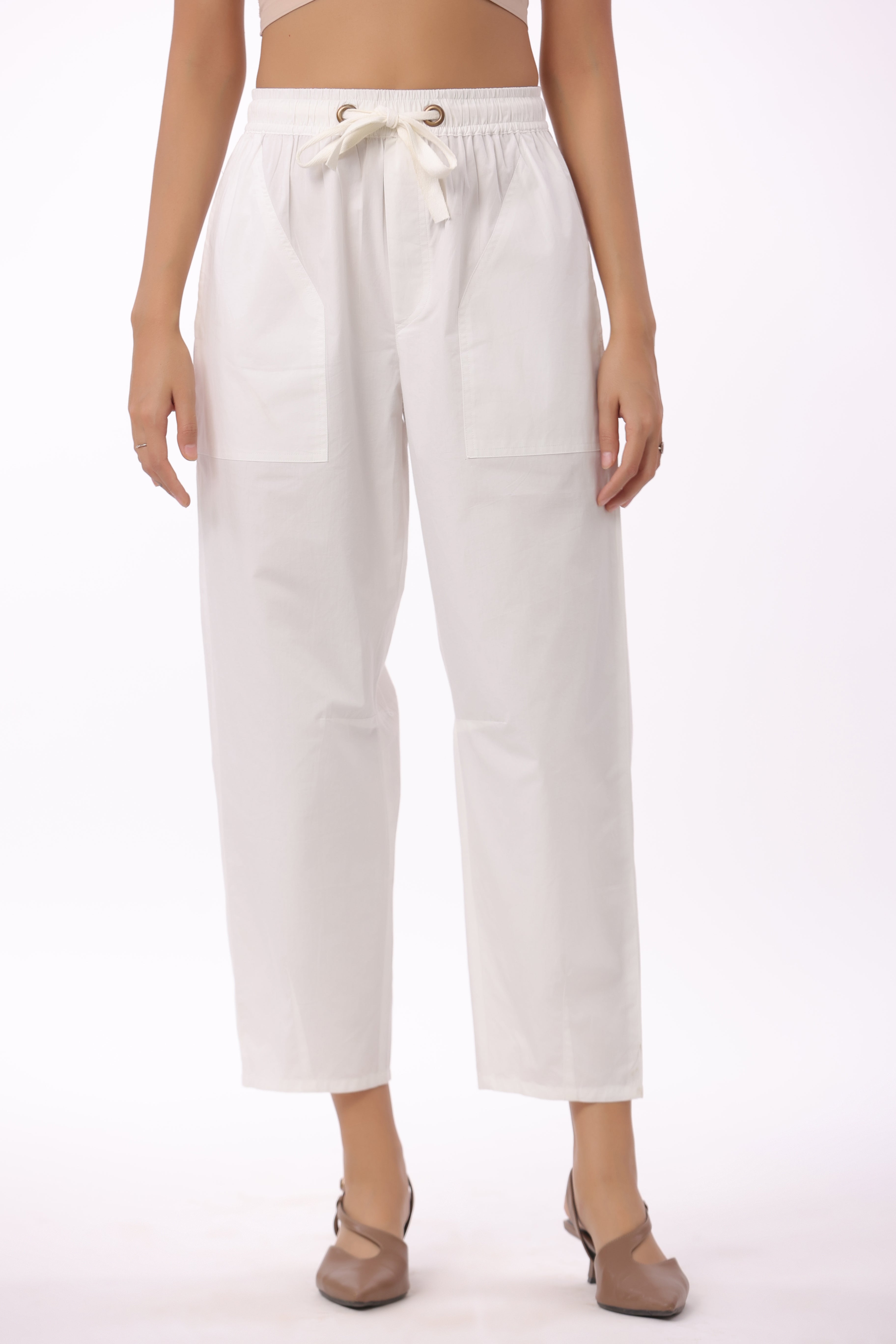 Women’s White Cotton Trouser